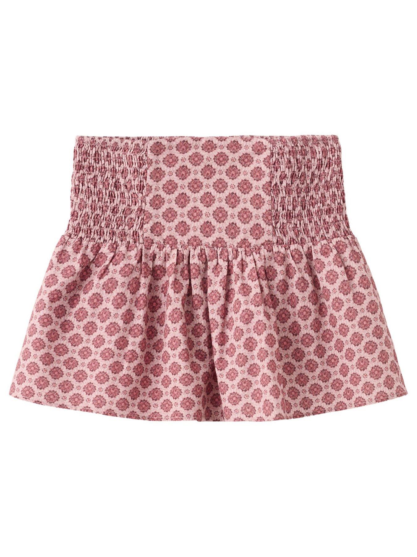 Mango Girls Shirred Waist Co-Ord Skirt - Dark Red