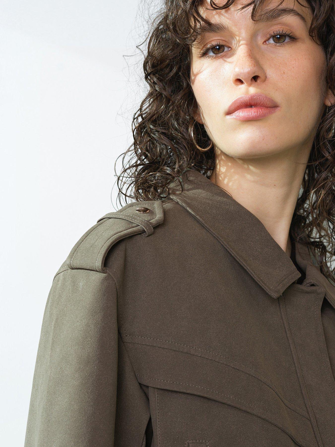  image of french-connection-faux-suede-aviator-cropped-jacket