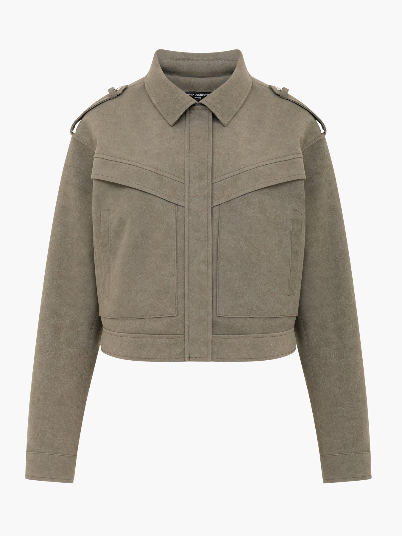  image of french-connection-faux-suede-aviator-cropped-jacket