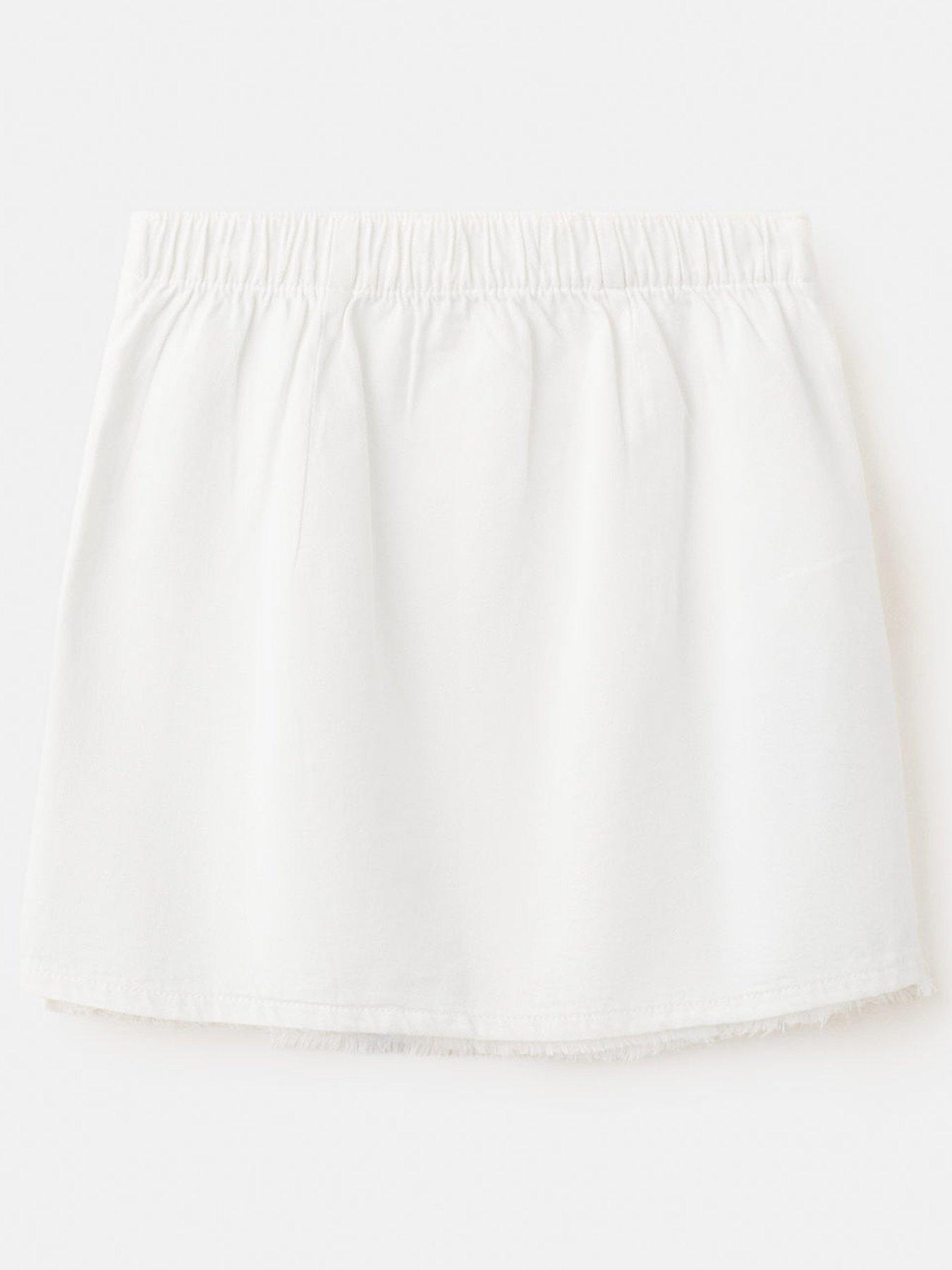 Image 3 of 5 of Mango Girls Wrap Over Denim Skirt - White