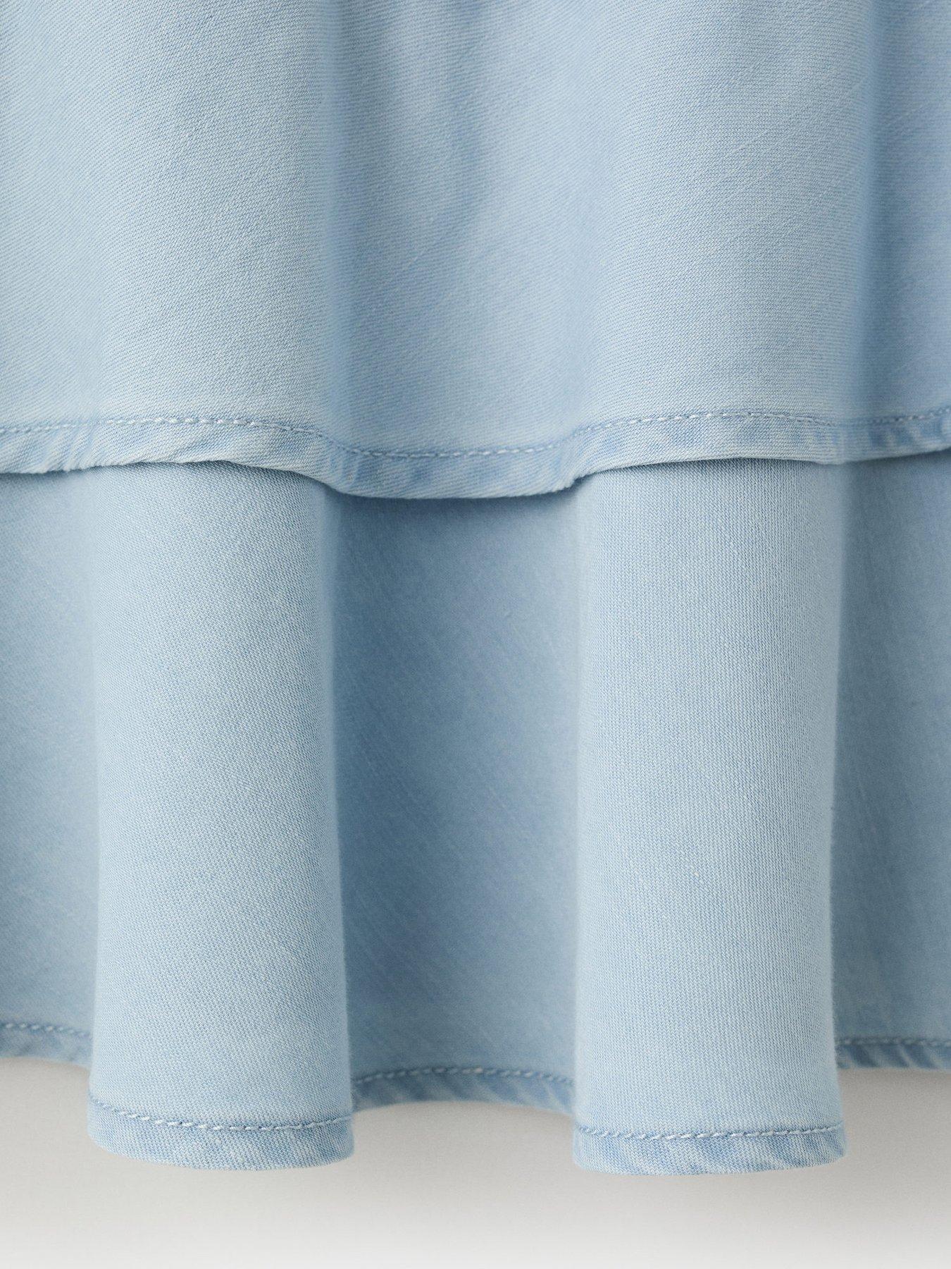 Image 3 of 4 of Mango Girls Tiered Denim Skirt - Blue