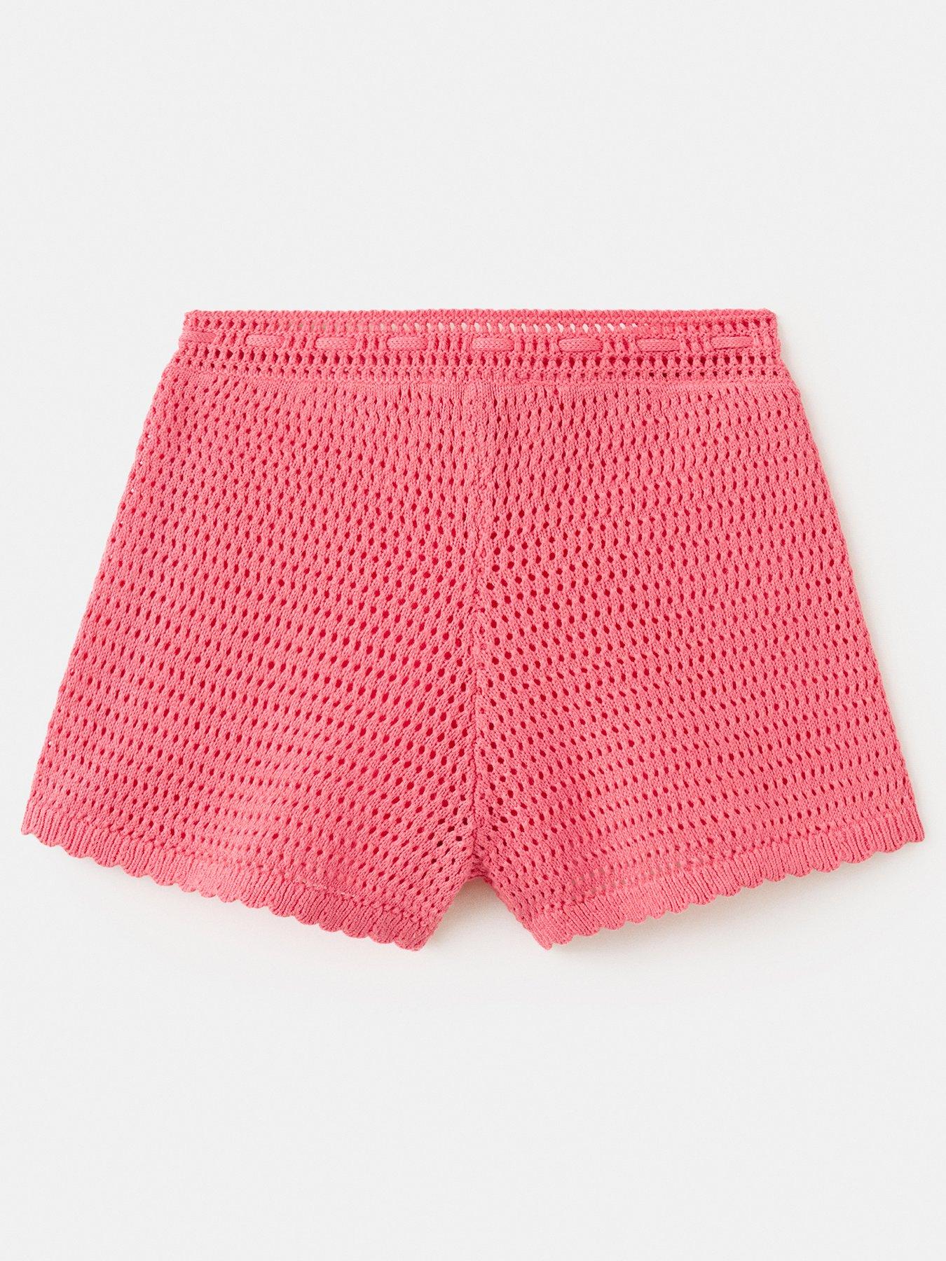 Image 3 of 7 of Mango Girls Crochet Shorts - Light Red