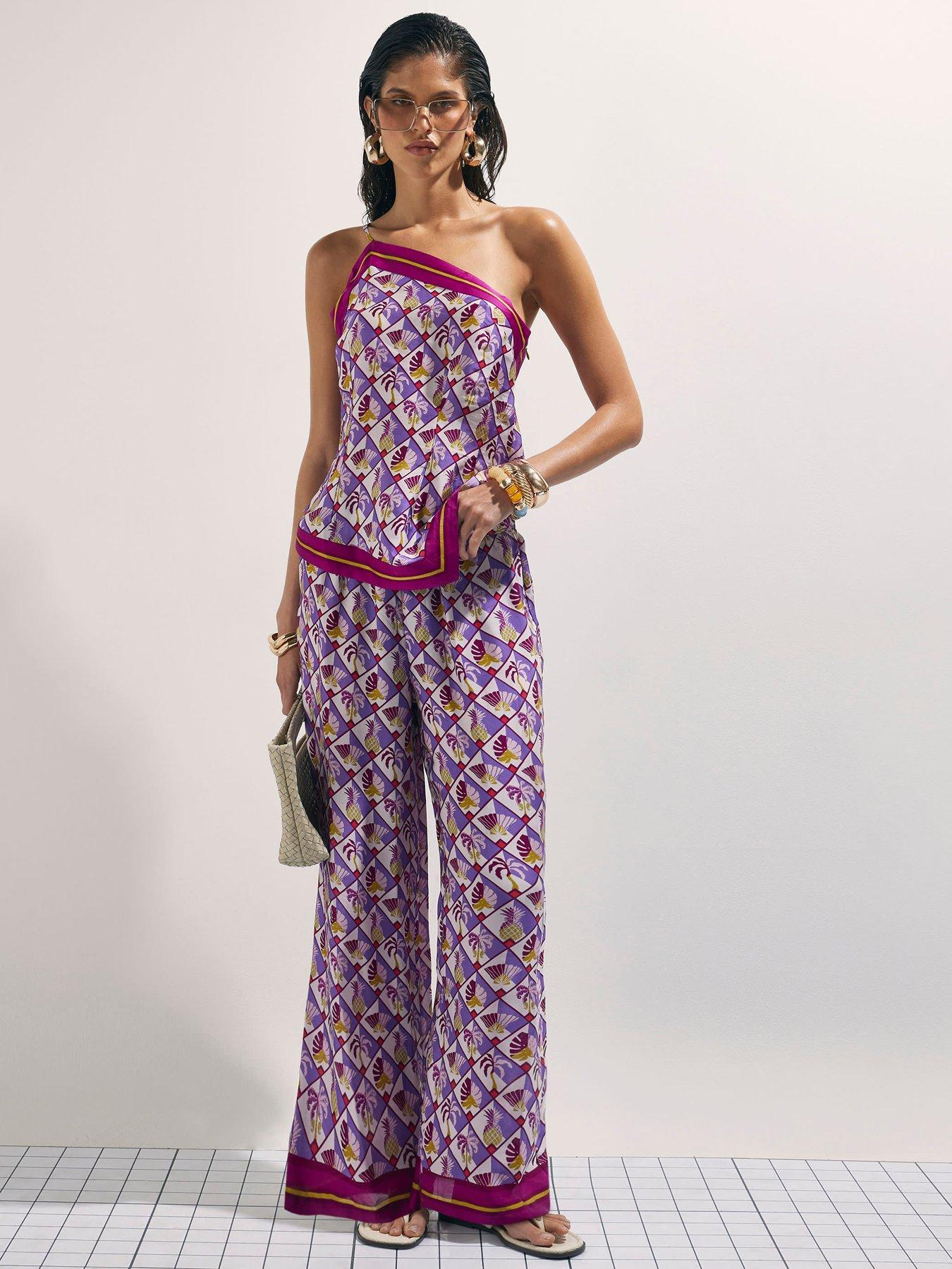 River Island Geo Pineapple Print Trousers - Purple