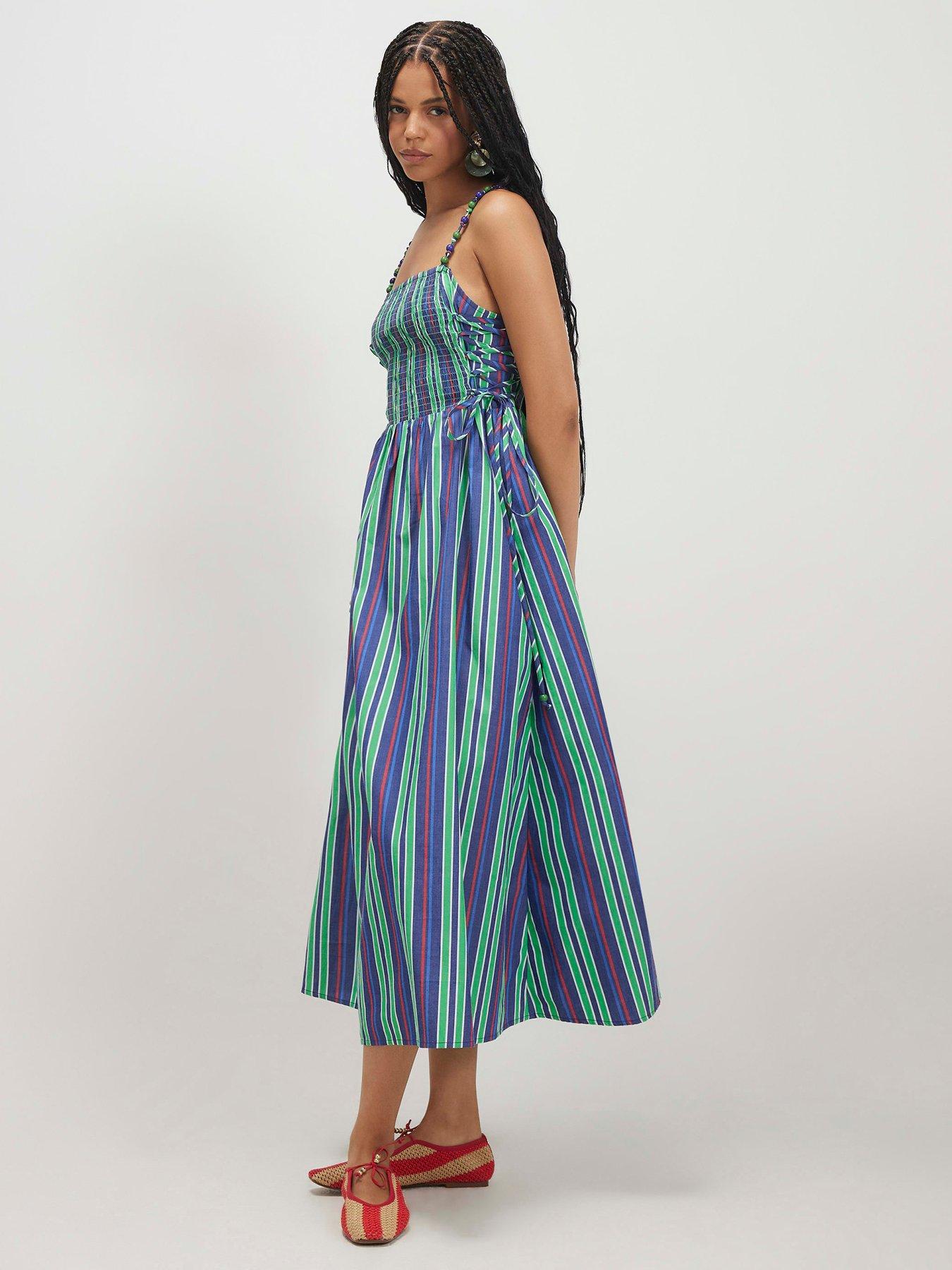 River Island Stripe Poplin Midi Dress - Green
