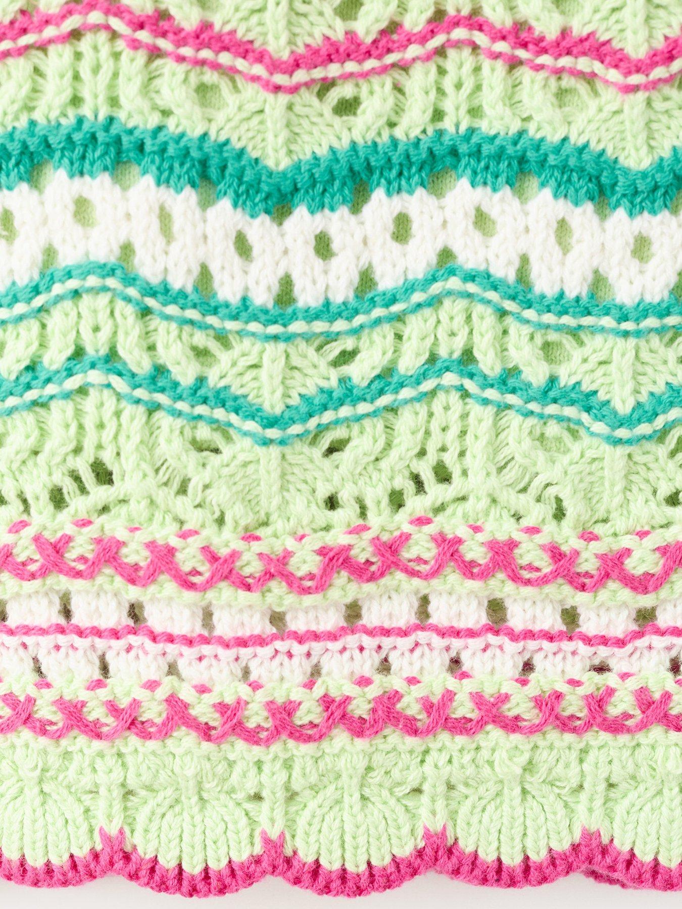 Image 4 of 4 of Mango Girls Multi Stripe Crochet Vest - Green