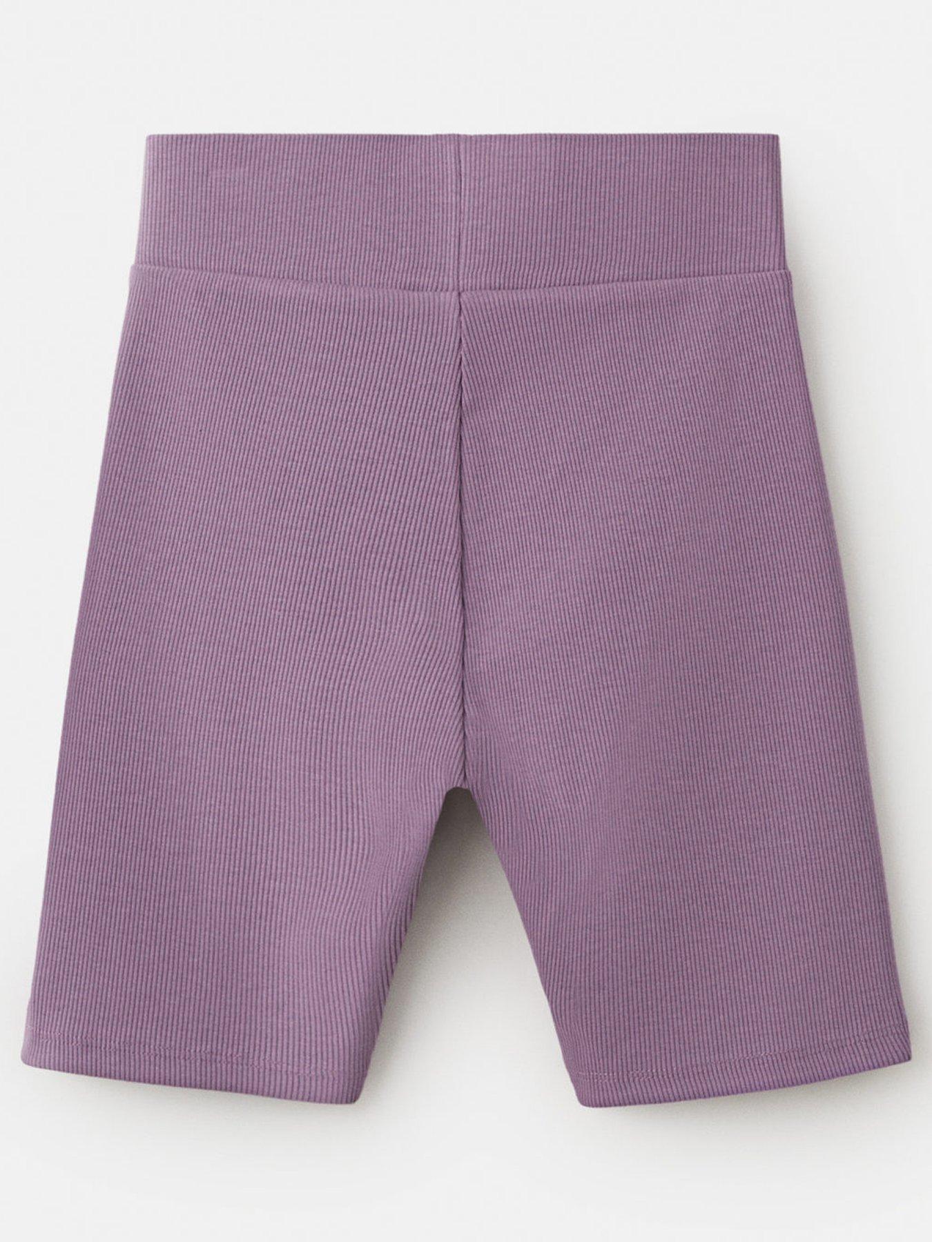 Image 2 of 4 of Mango Girls Rib Cycling Shorts - Purple
