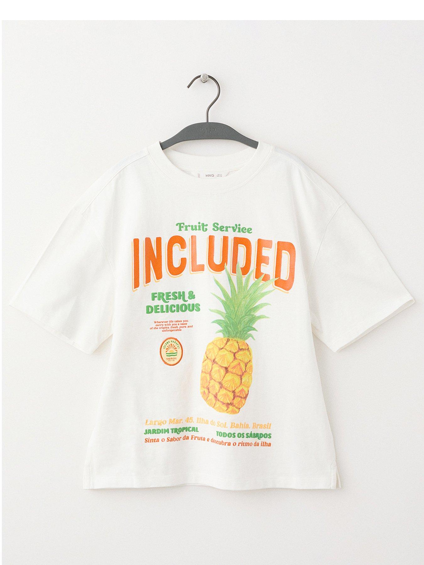 Mango Boys Fruit T-Shirt - Light Cream