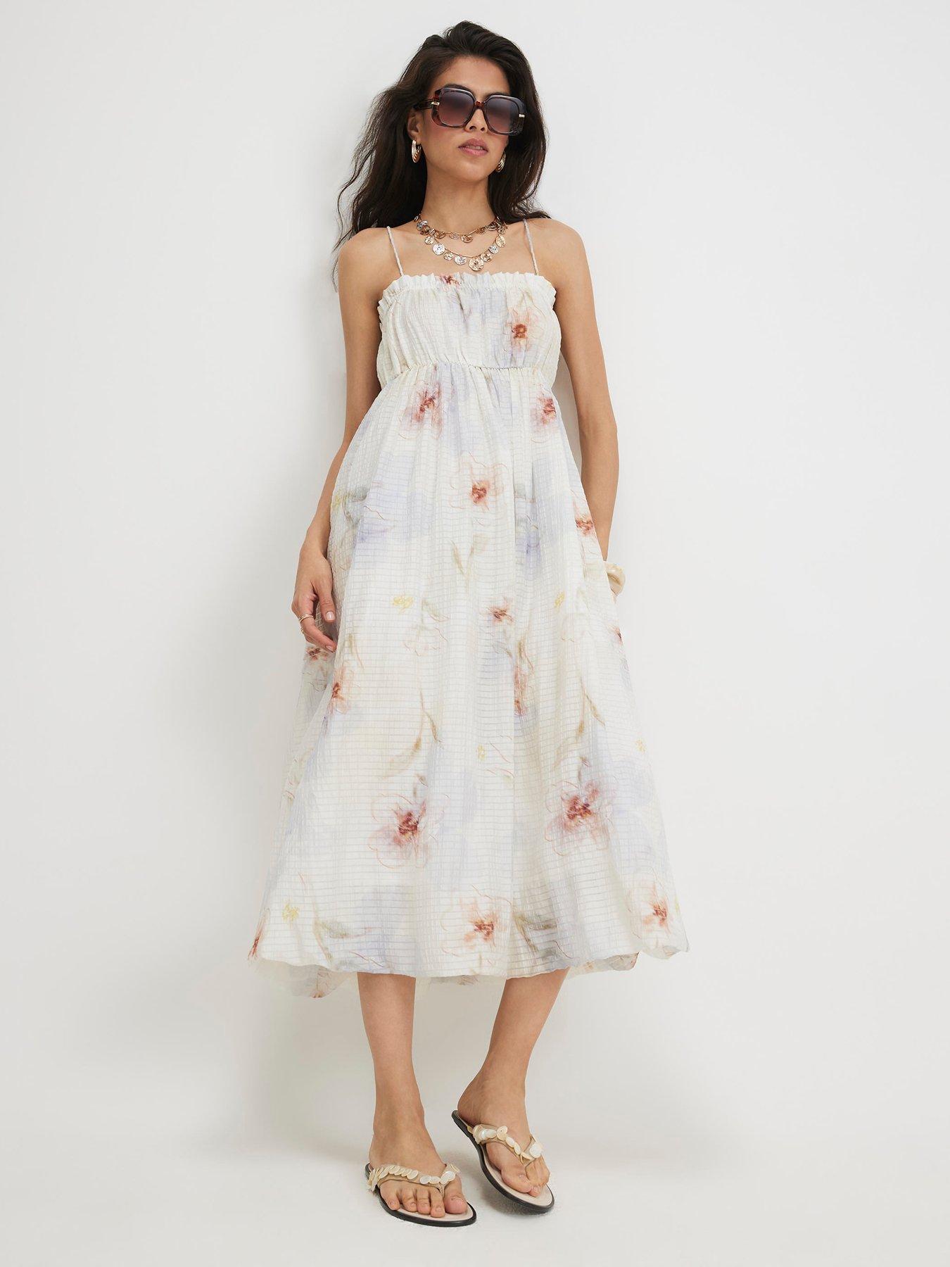 River Island Textured Blur Print Maxi - White