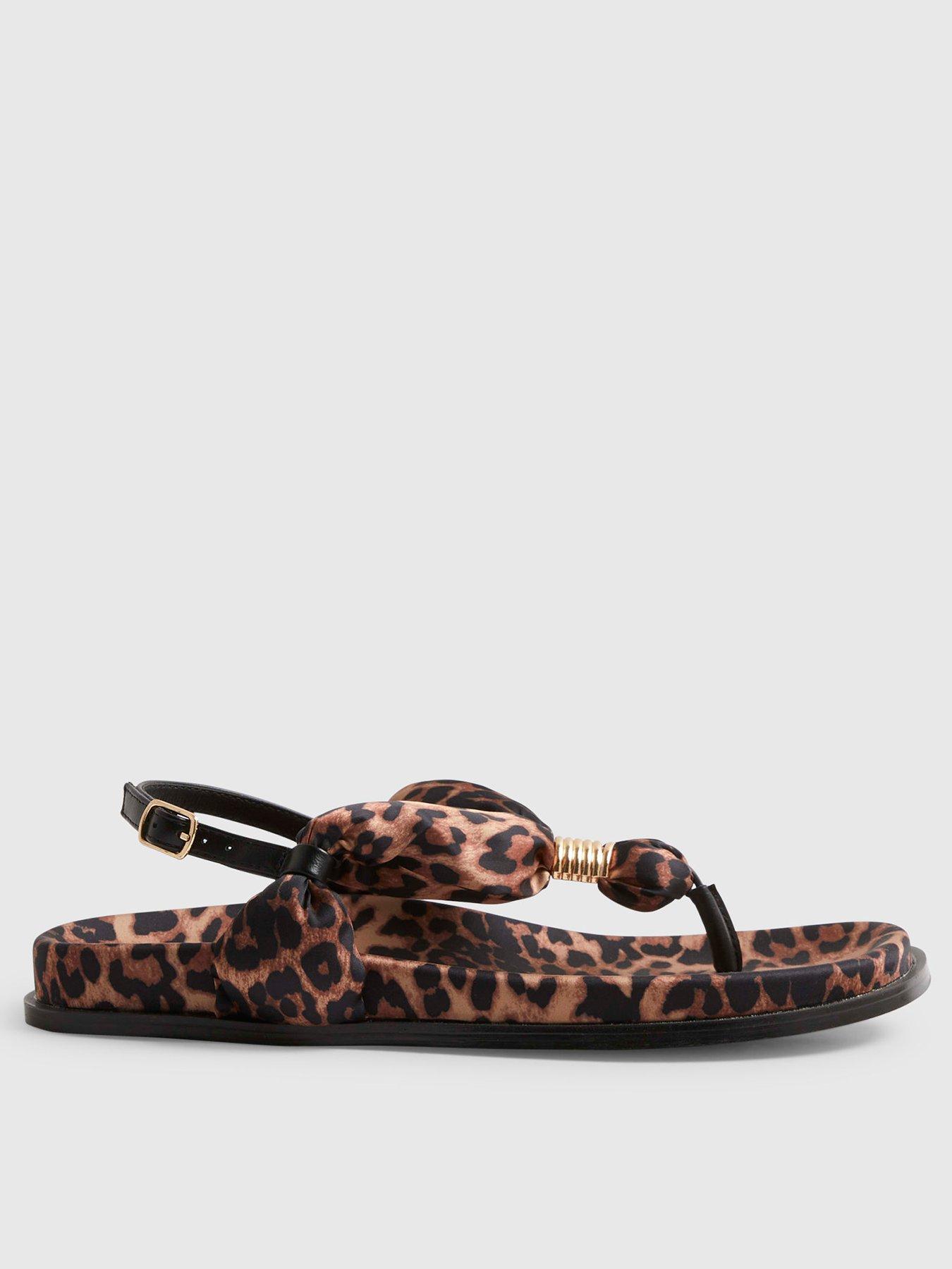 Image 2 of 6 of River Island Trim Toe Thong Footbed Sandals - Brown