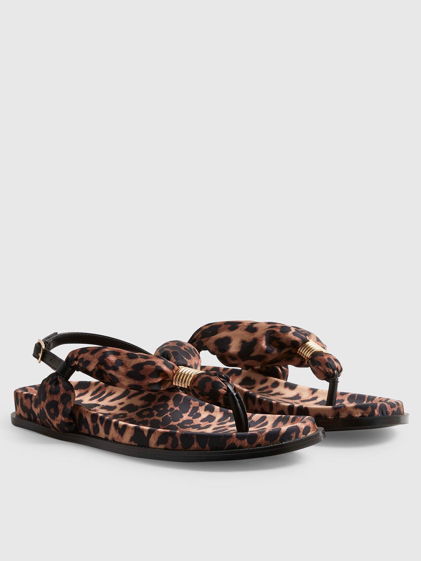 Image 3 of 6 of River Island Trim Toe Thong Footbed Sandals - Brown