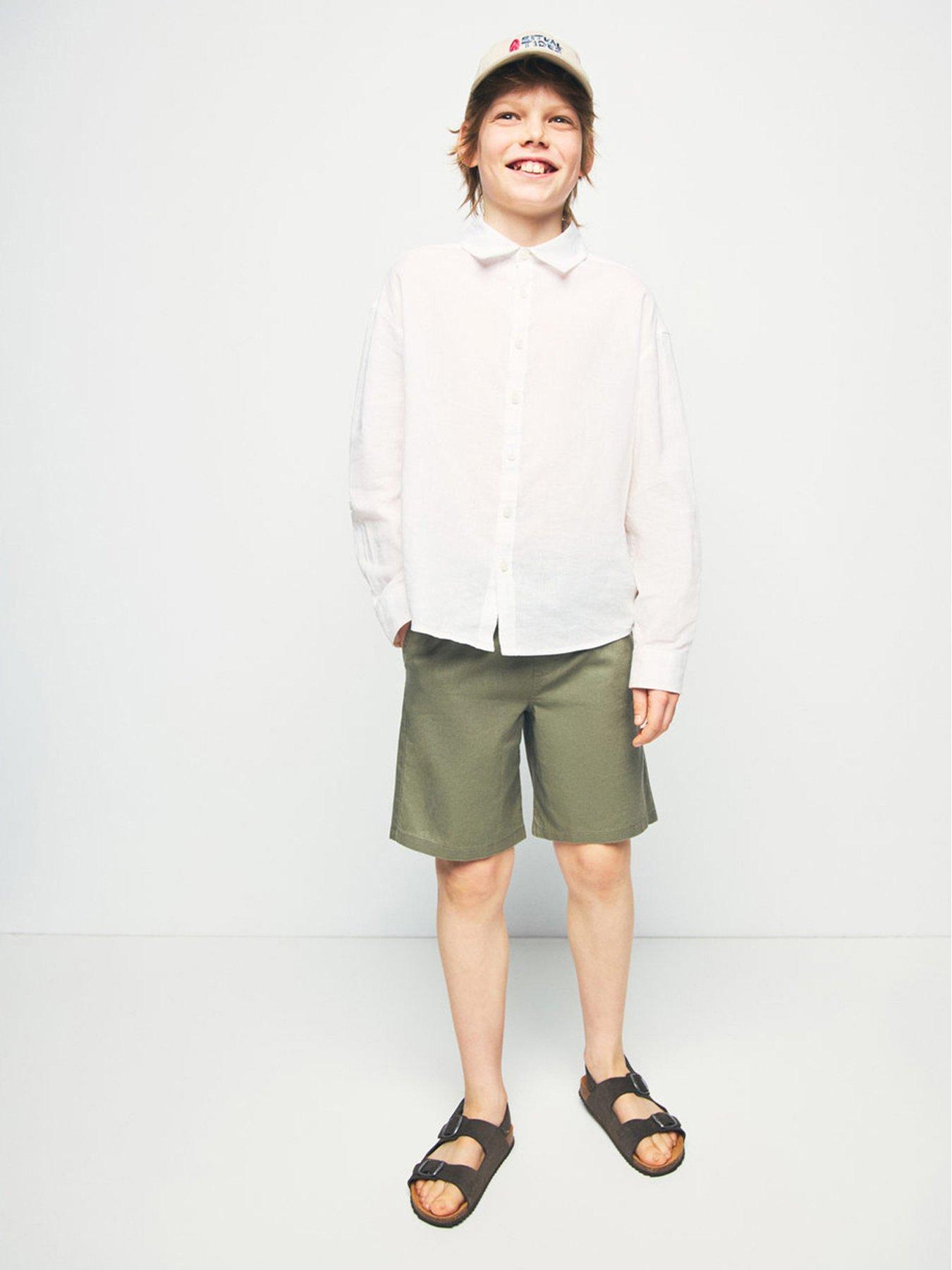 Mango Boys Linen Mix Shorts - Khaki