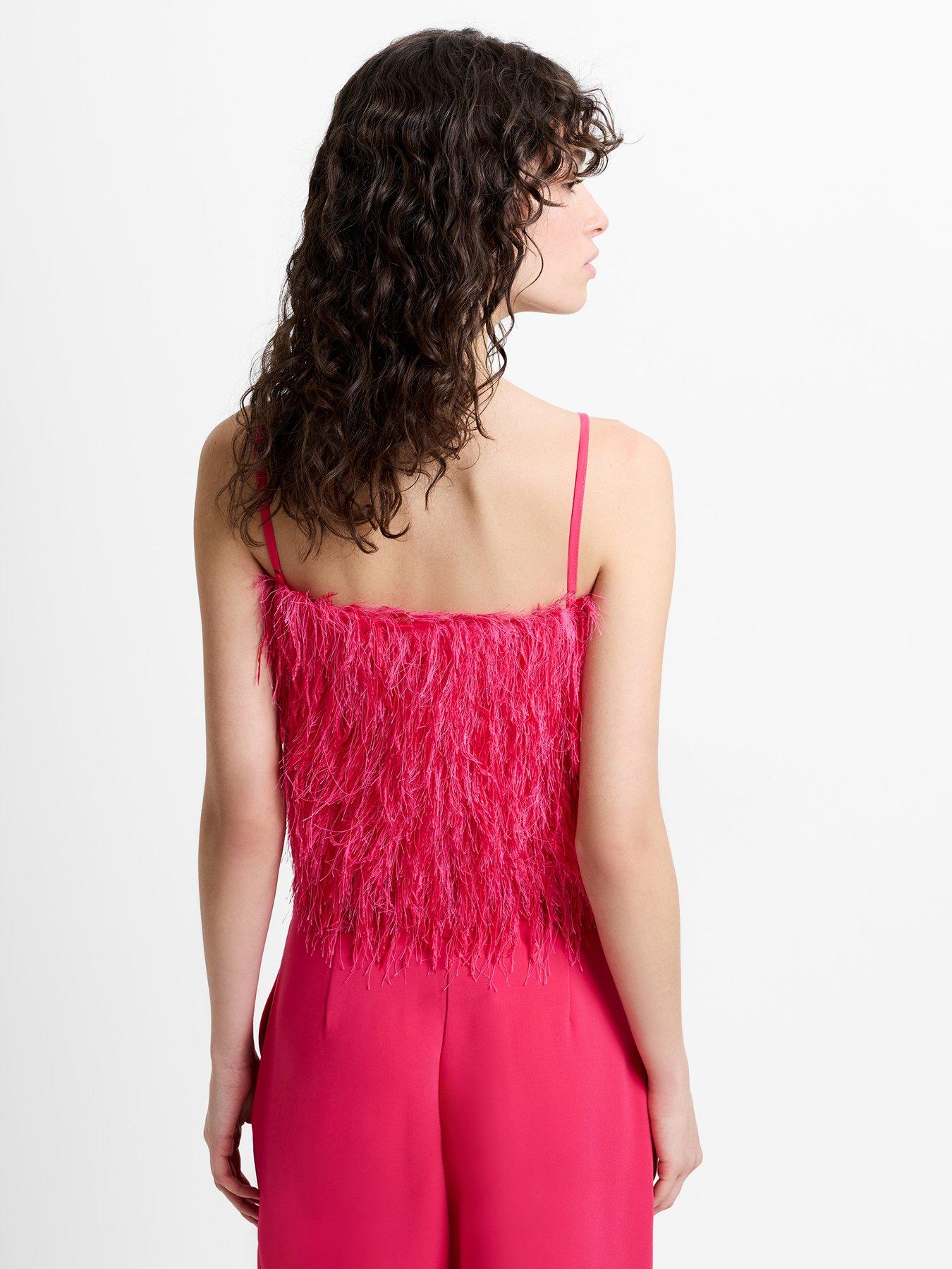 Image 2 of 5 of French Connection Sonia Textured Strappy Crop Top - Pink