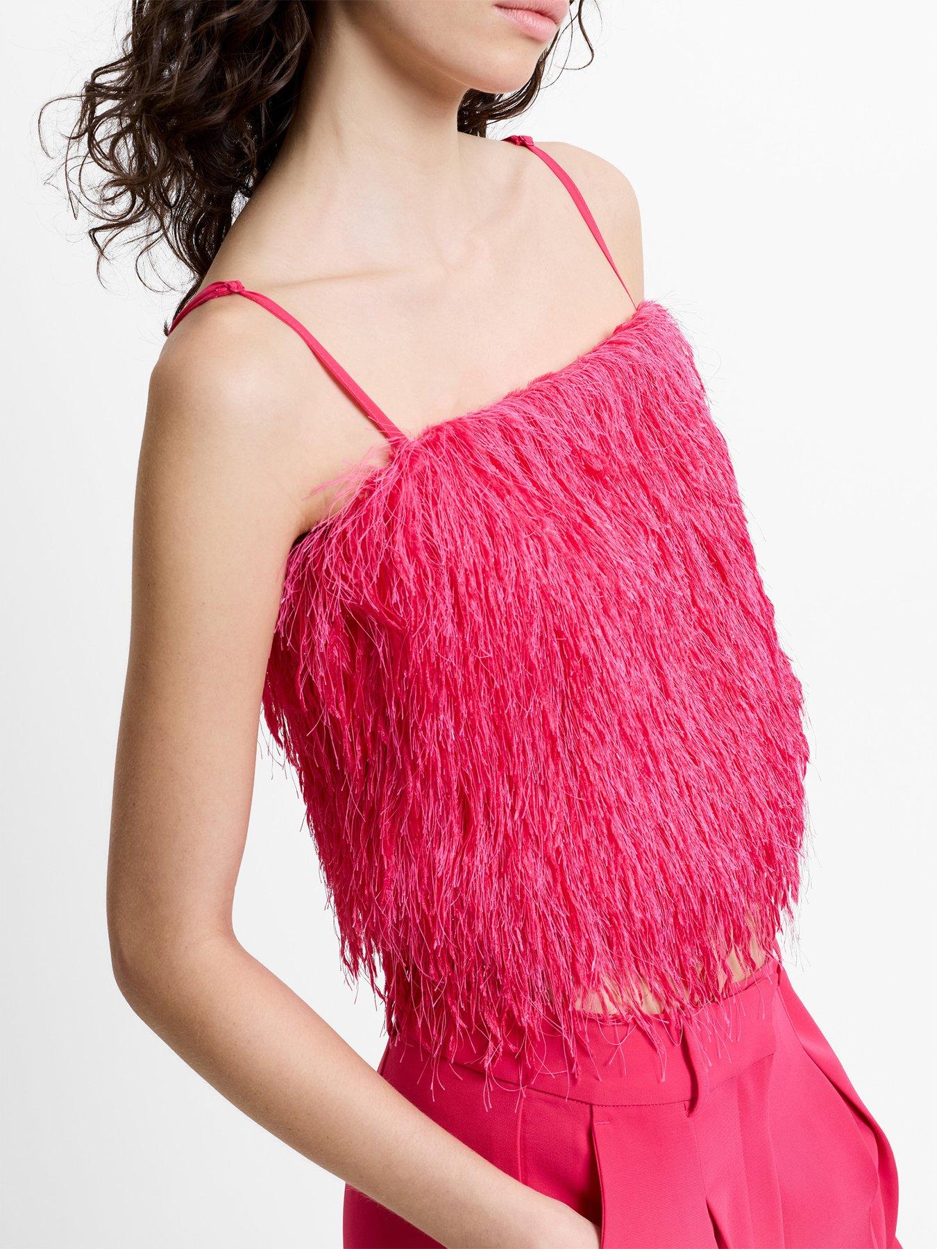 Image 3 of 5 of French Connection Sonia Textured Strappy Crop Top - Pink