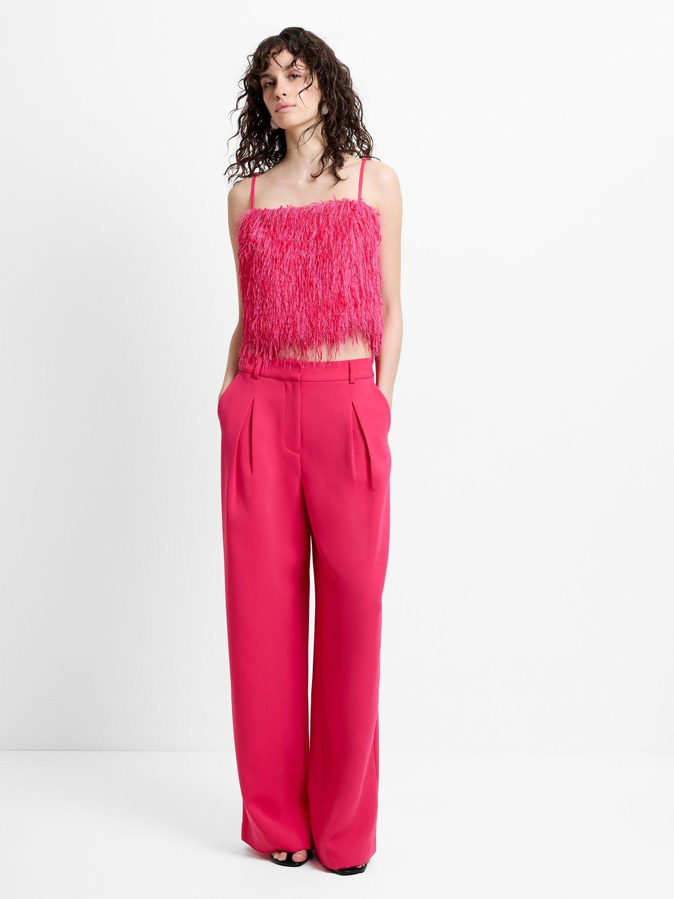 Image 4 of 5 of French Connection Sonia Textured Strappy Crop Top - Pink