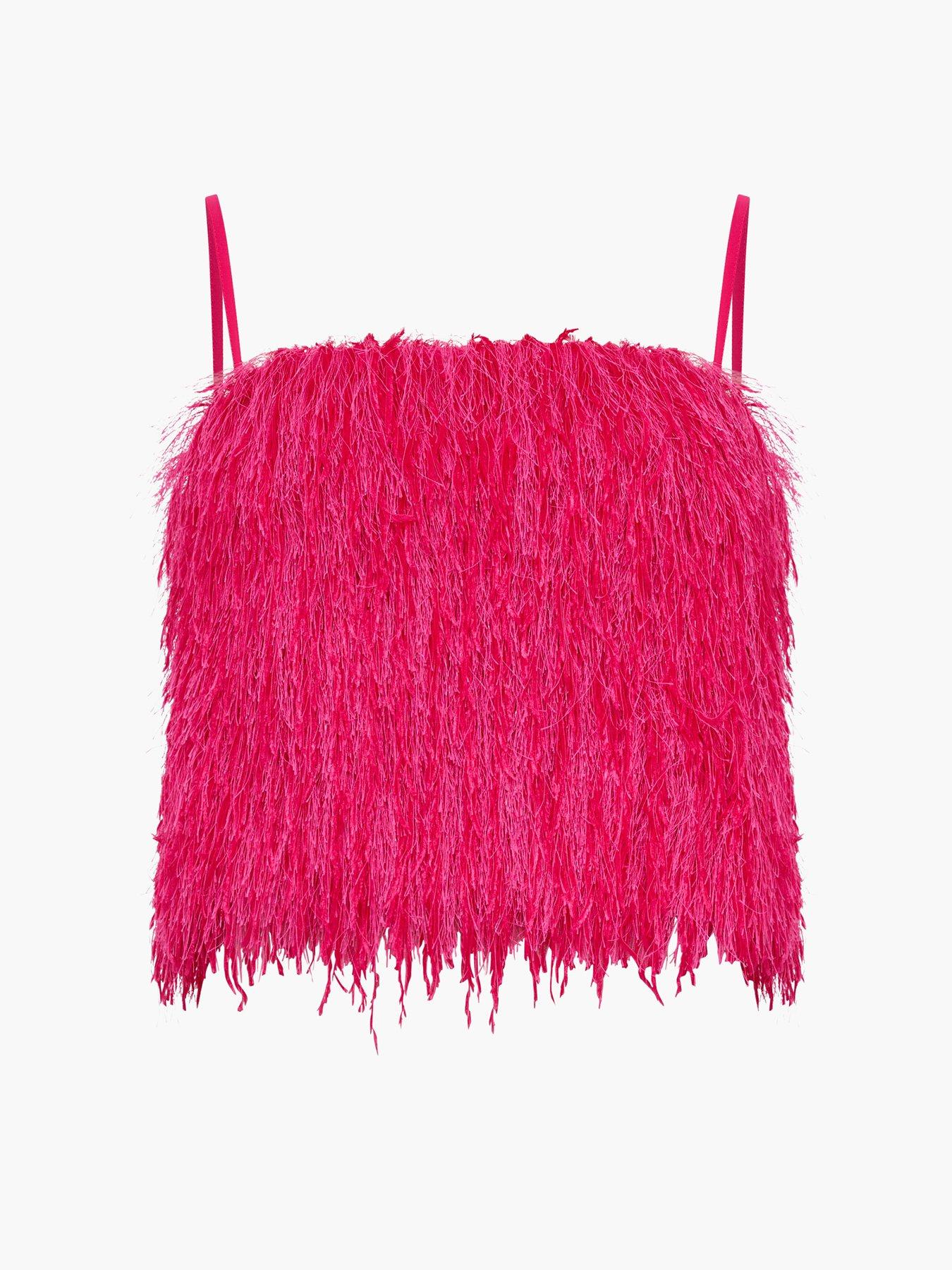 Image 5 of 5 of French Connection Sonia Textured Strappy Crop Top - Pink