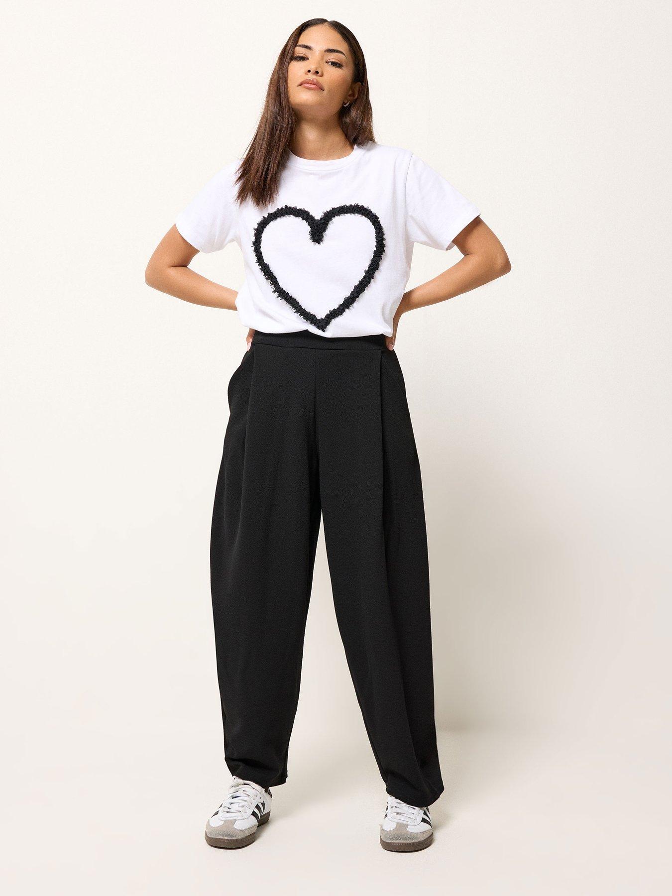  image of pixiegirl-petite-textured-barrel-trousers-black