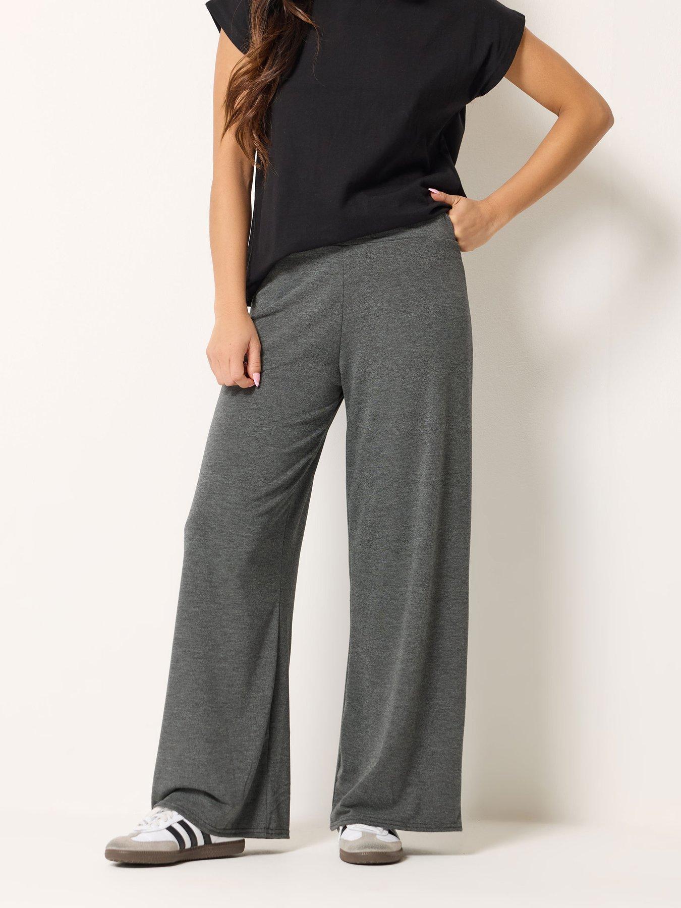 Image 1 of 5 of PixieGirl Petite Wide Leg Trousers - Grey