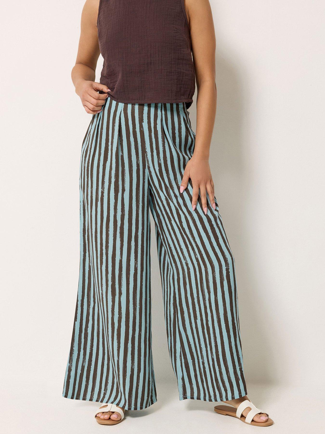 Image 1 of 4 of PixieGirl Petite Stripe Palazzo Trousers