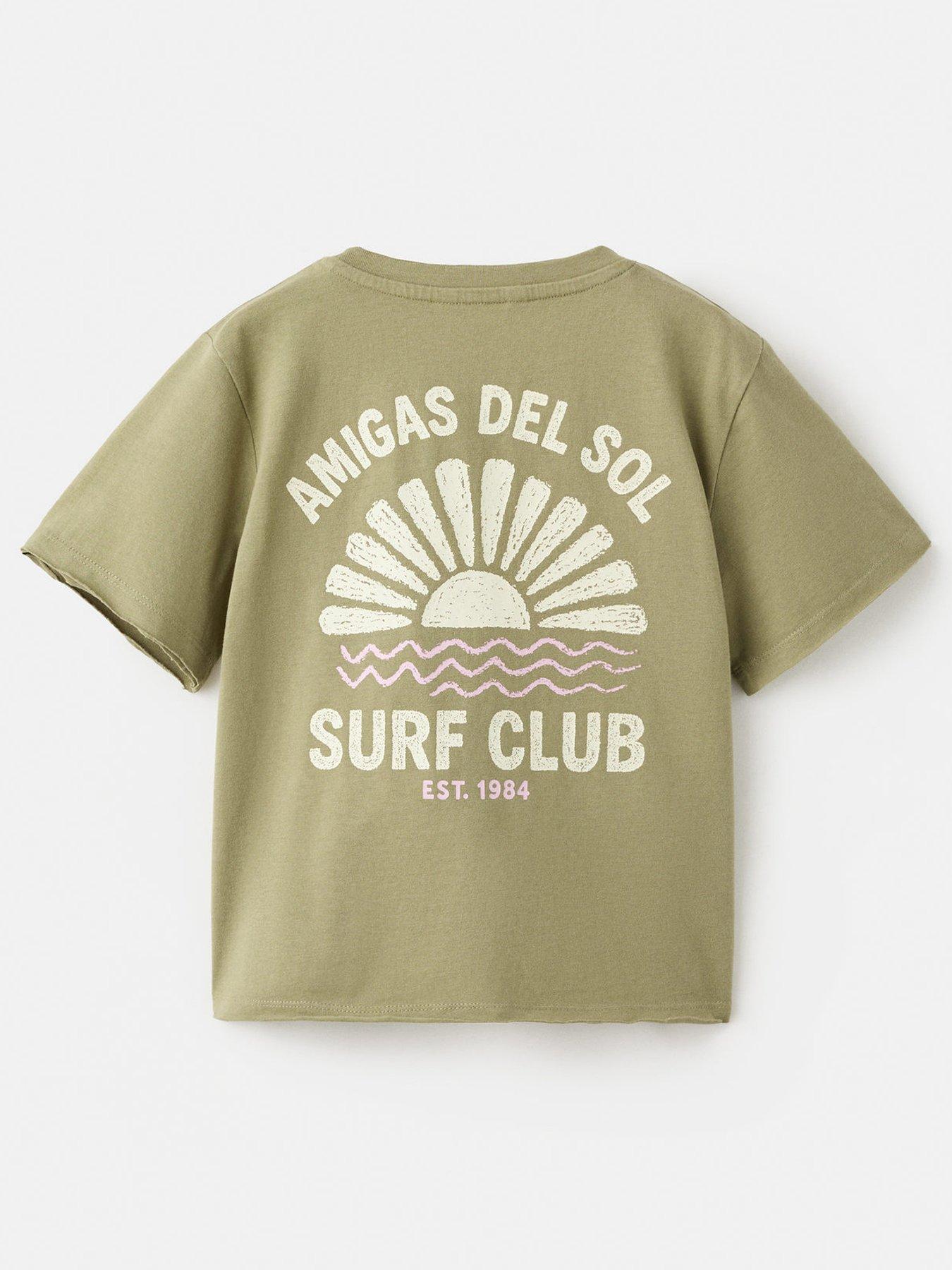Mango Girls Amigas Back Print Short Sleeve T-shirt - Khaki