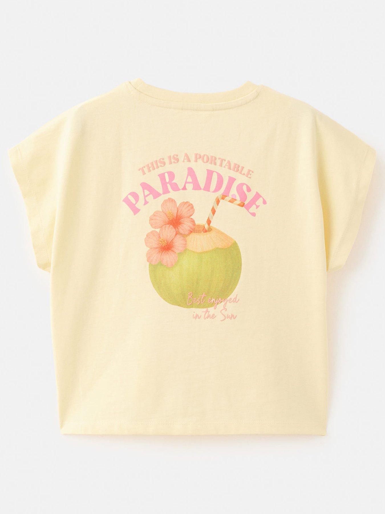 Mango Girls Tie Front Short Sleeve T-shirt - Light Yellow