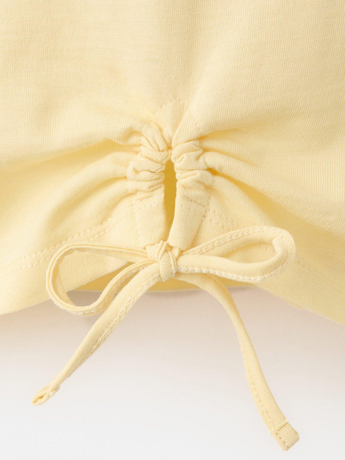 Image 4 of 4 of Mango Girls Tie Front Short Sleeve T-shirt - Light Yellow