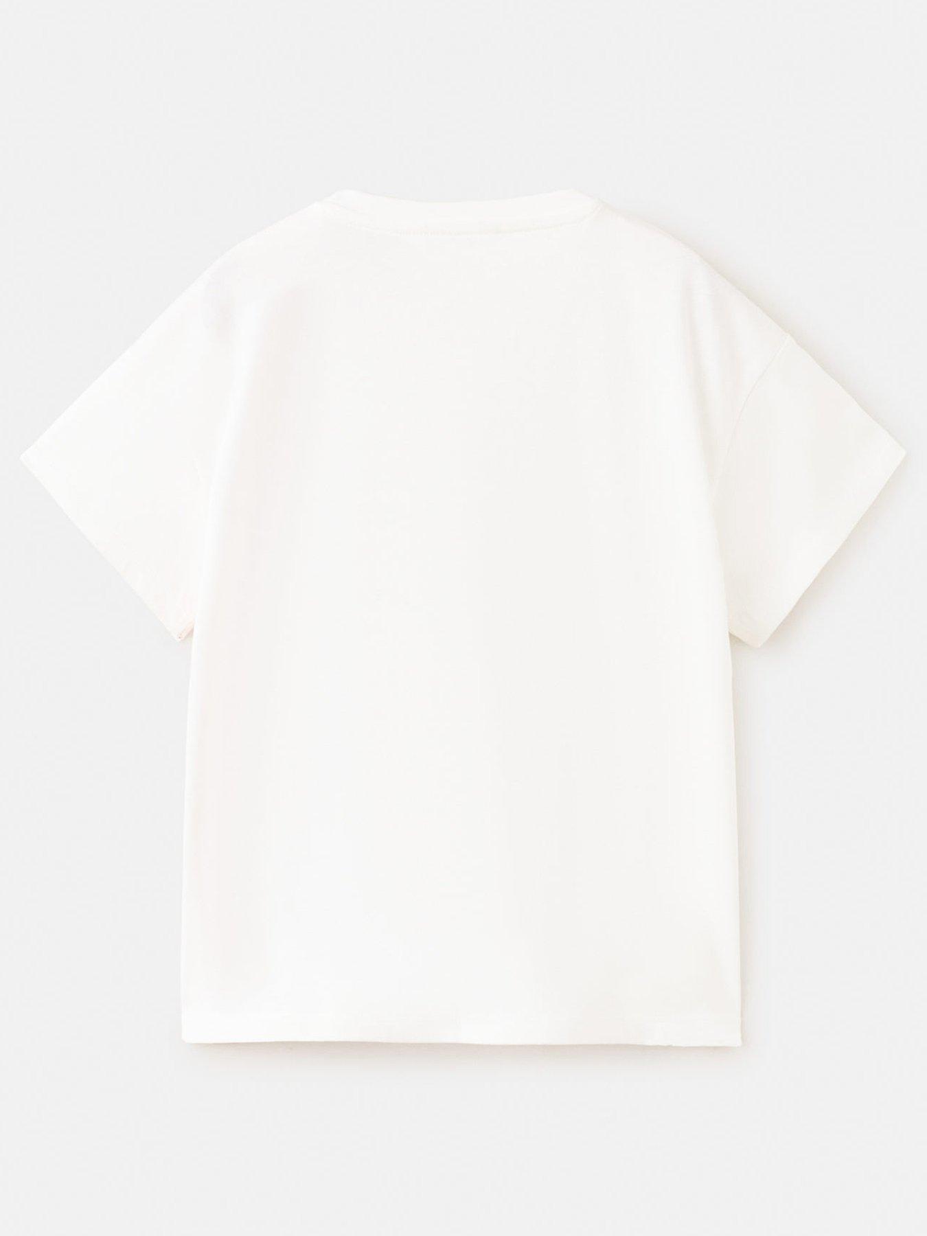 Image 2 of 4 of Mango Girls Cowboy Boot Short Sleeve T-shirt - Light Cream