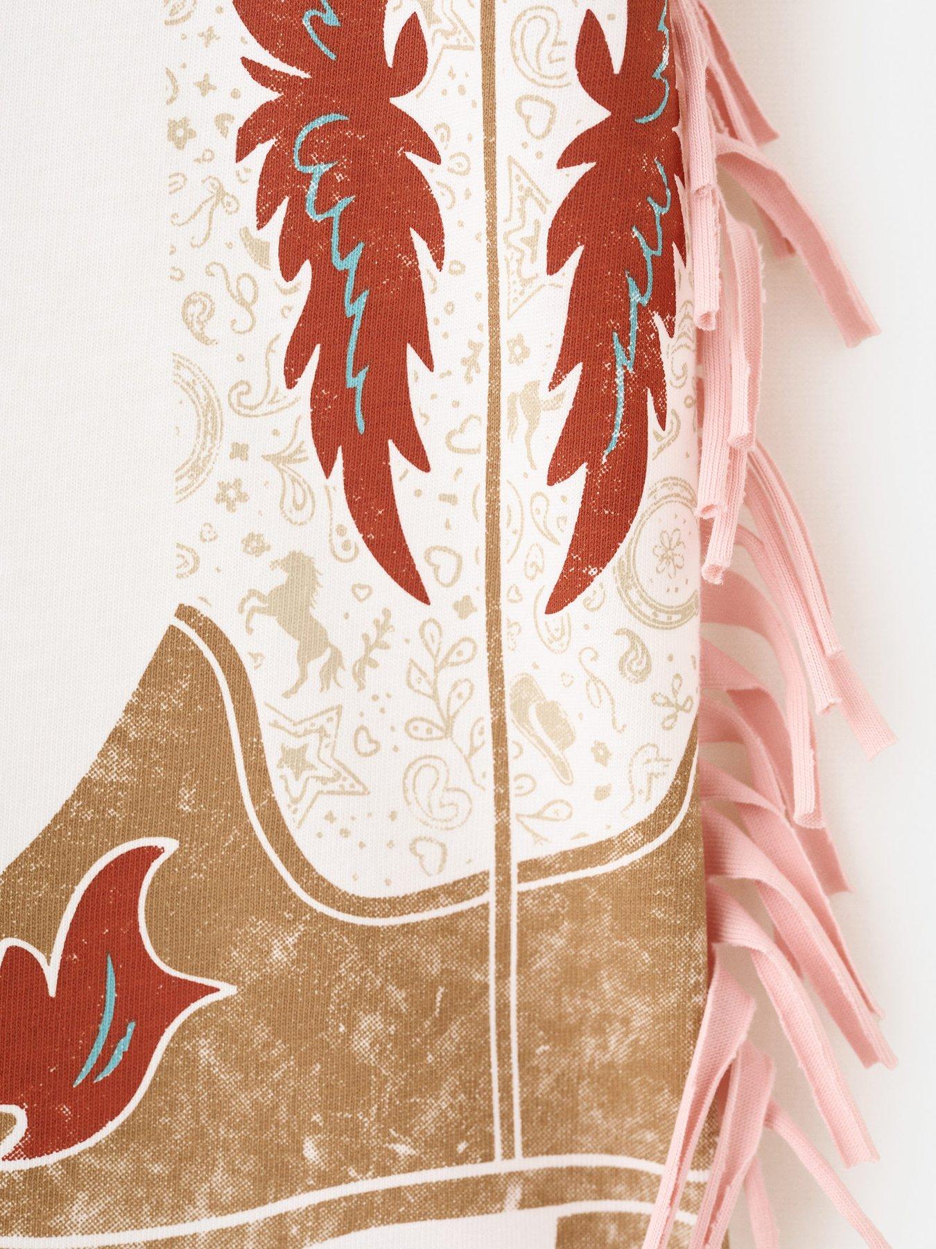 Image 4 of 4 of Mango Girls Cowboy Boot Short Sleeve T-shirt - Light Cream
