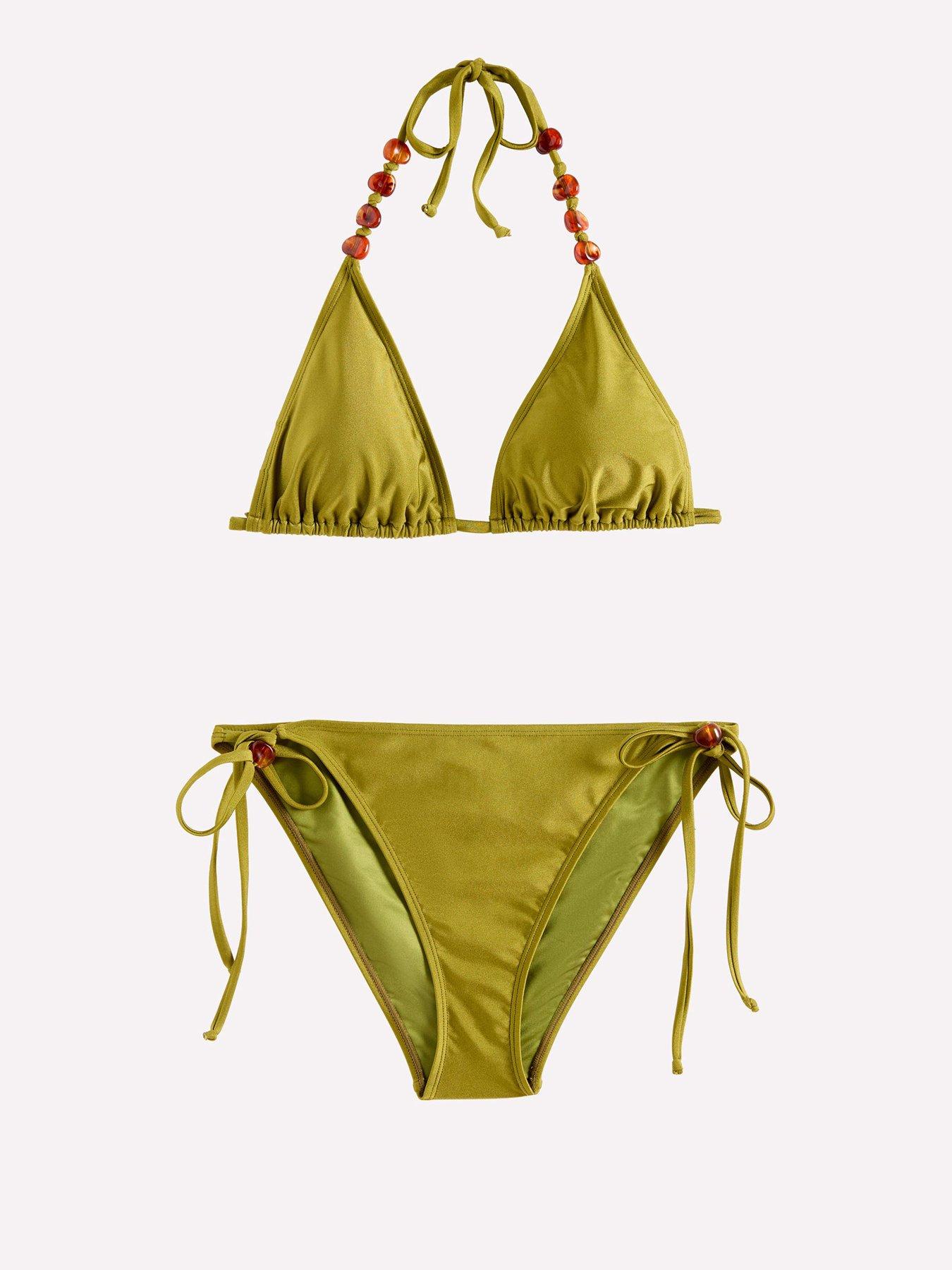 Image 5 of 5 of Friends Like These Olive Hi Shine Triangle Bikini Top - Green