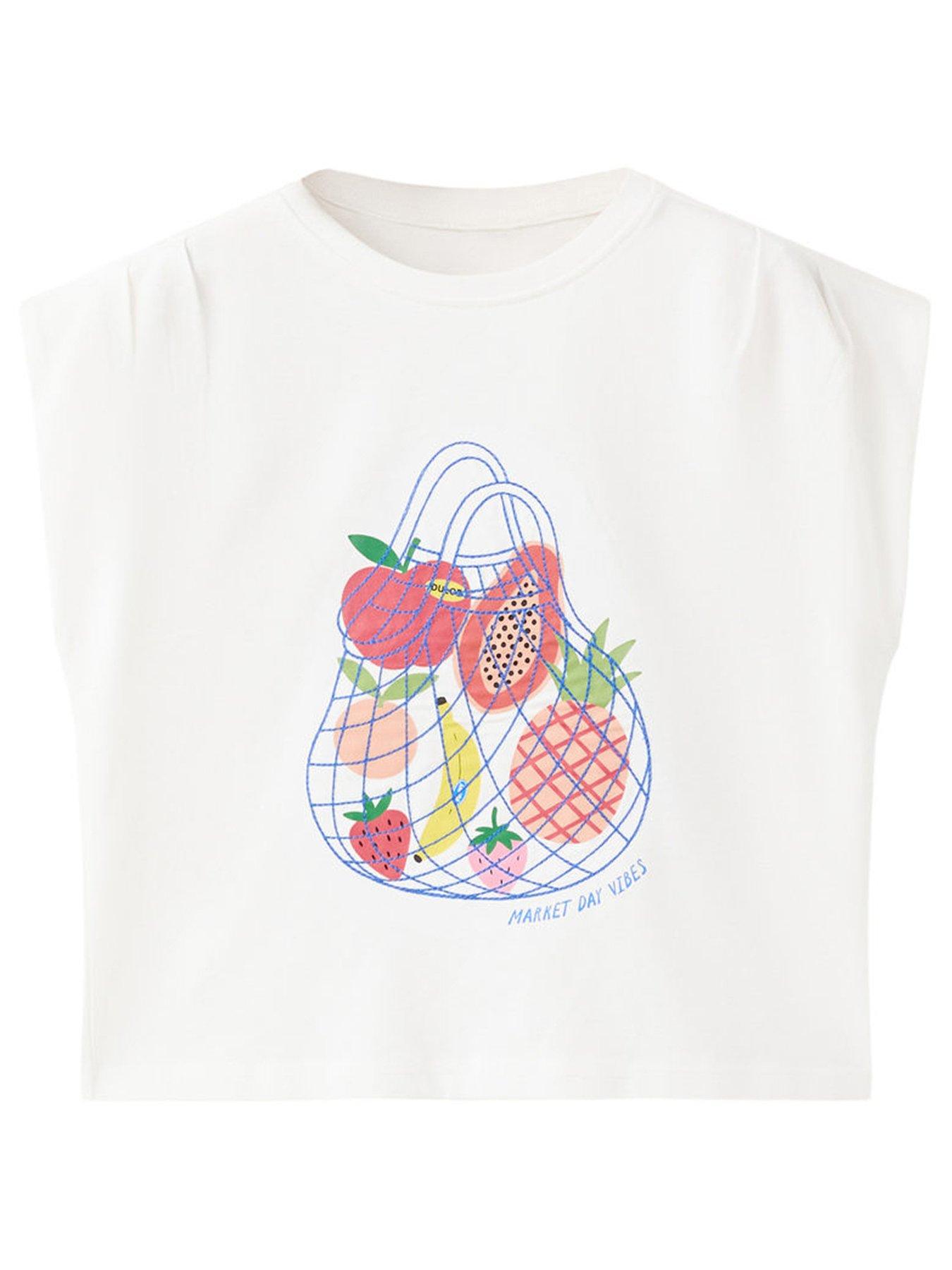 Image 1 of 4 of Mango Girls Fruit T-shirt - Light Cream
