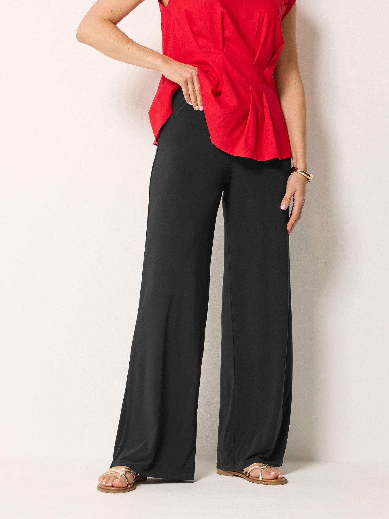 Long Tall Sally Palazzo Wide Leg Trousers 36" - Black