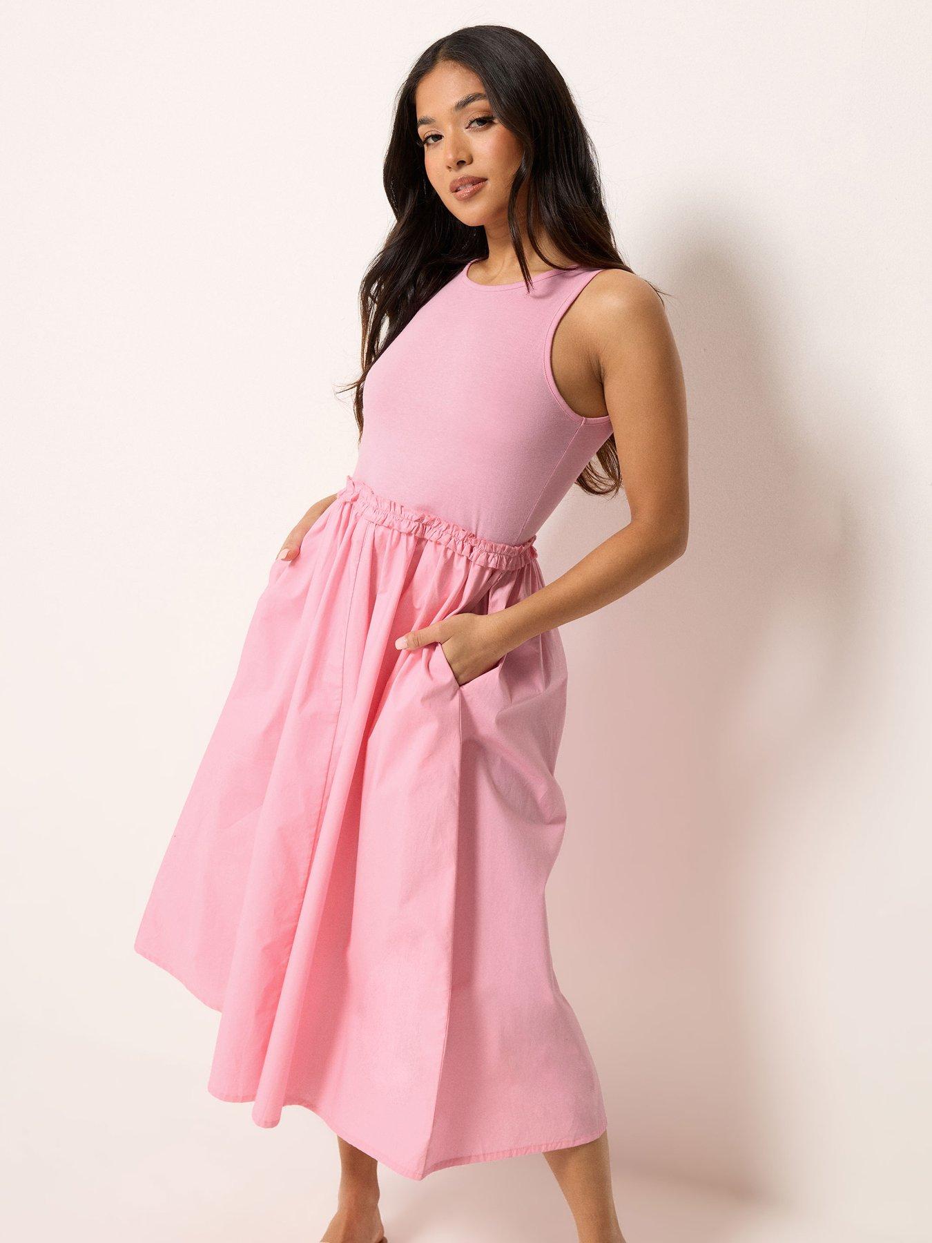  image of pixiegirl-petite-sleeveless-mixed-ruffle-seam-dress