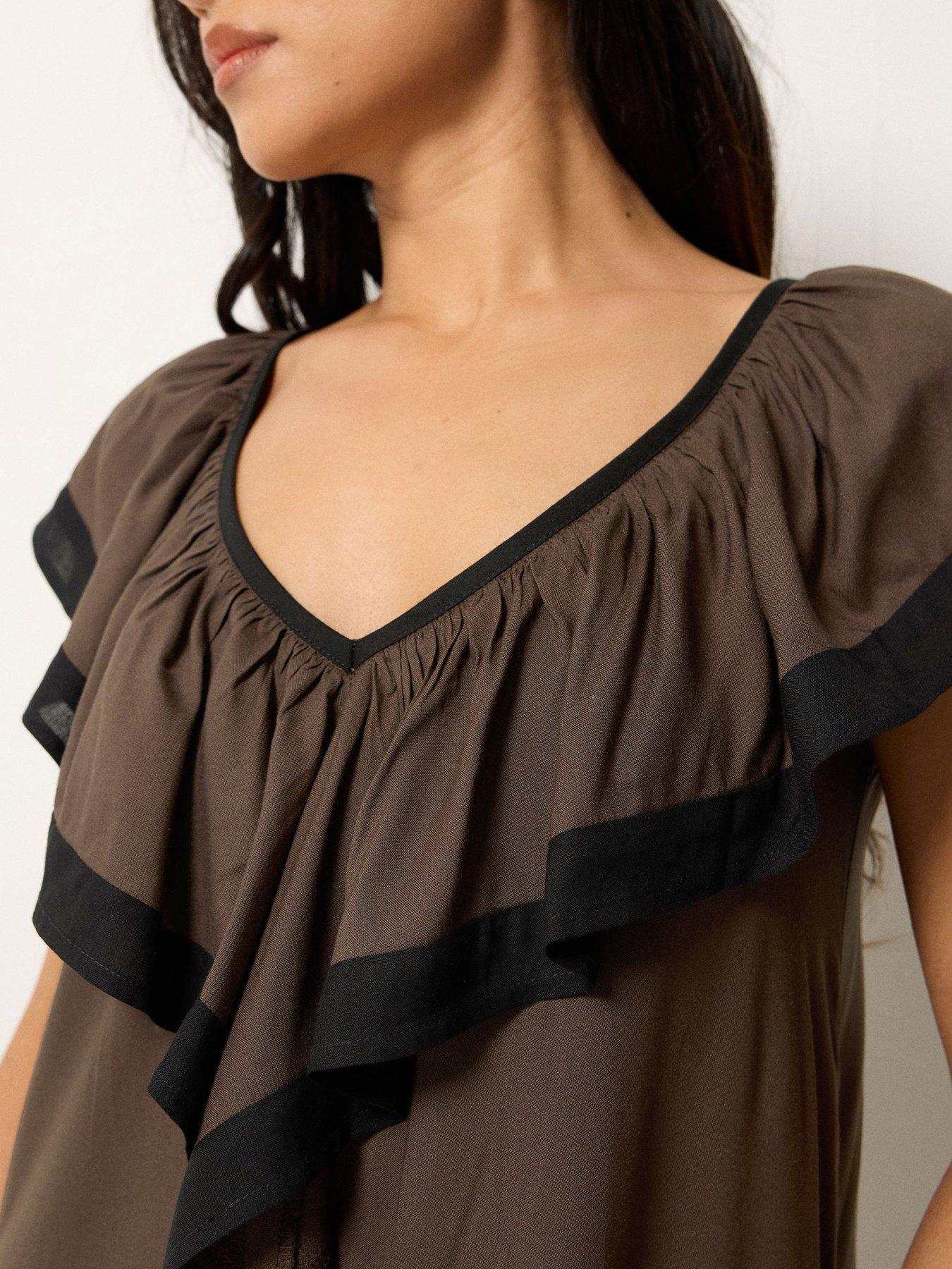 Image 4 of 5 of PixieGirl Petite Contrast Frill Maxi Dress