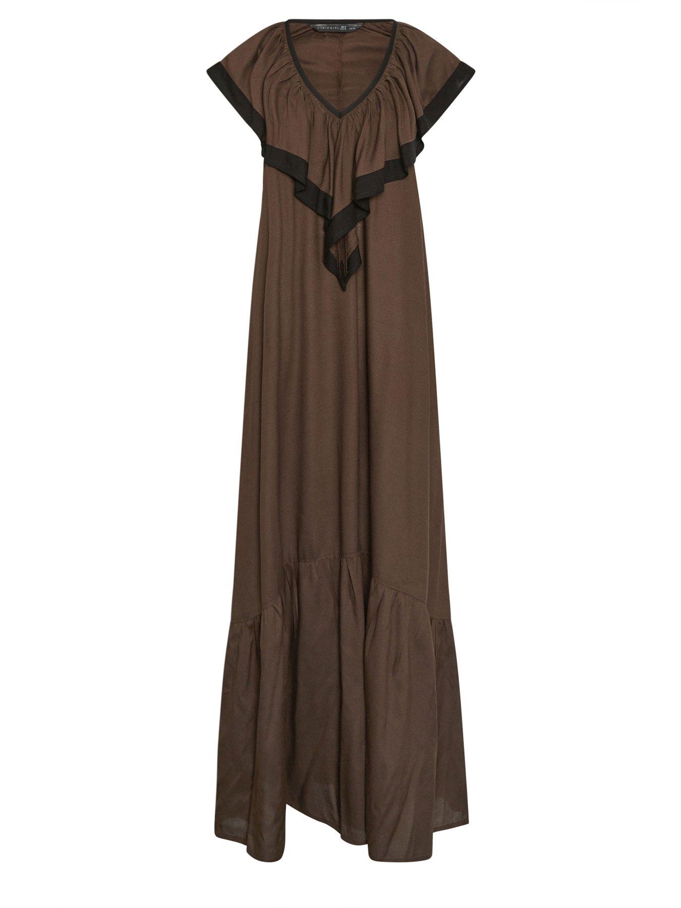 Image 5 of 5 of PixieGirl Petite Contrast Frill Maxi Dress