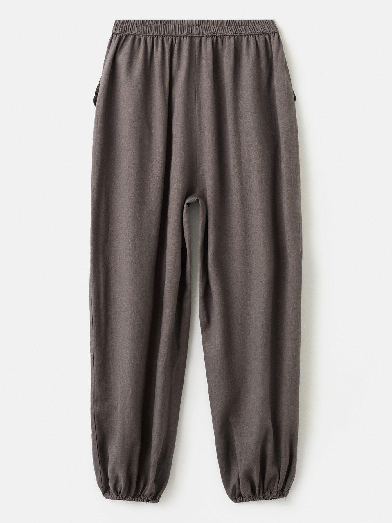 back image of mango-girls-balloon-trousers-brown