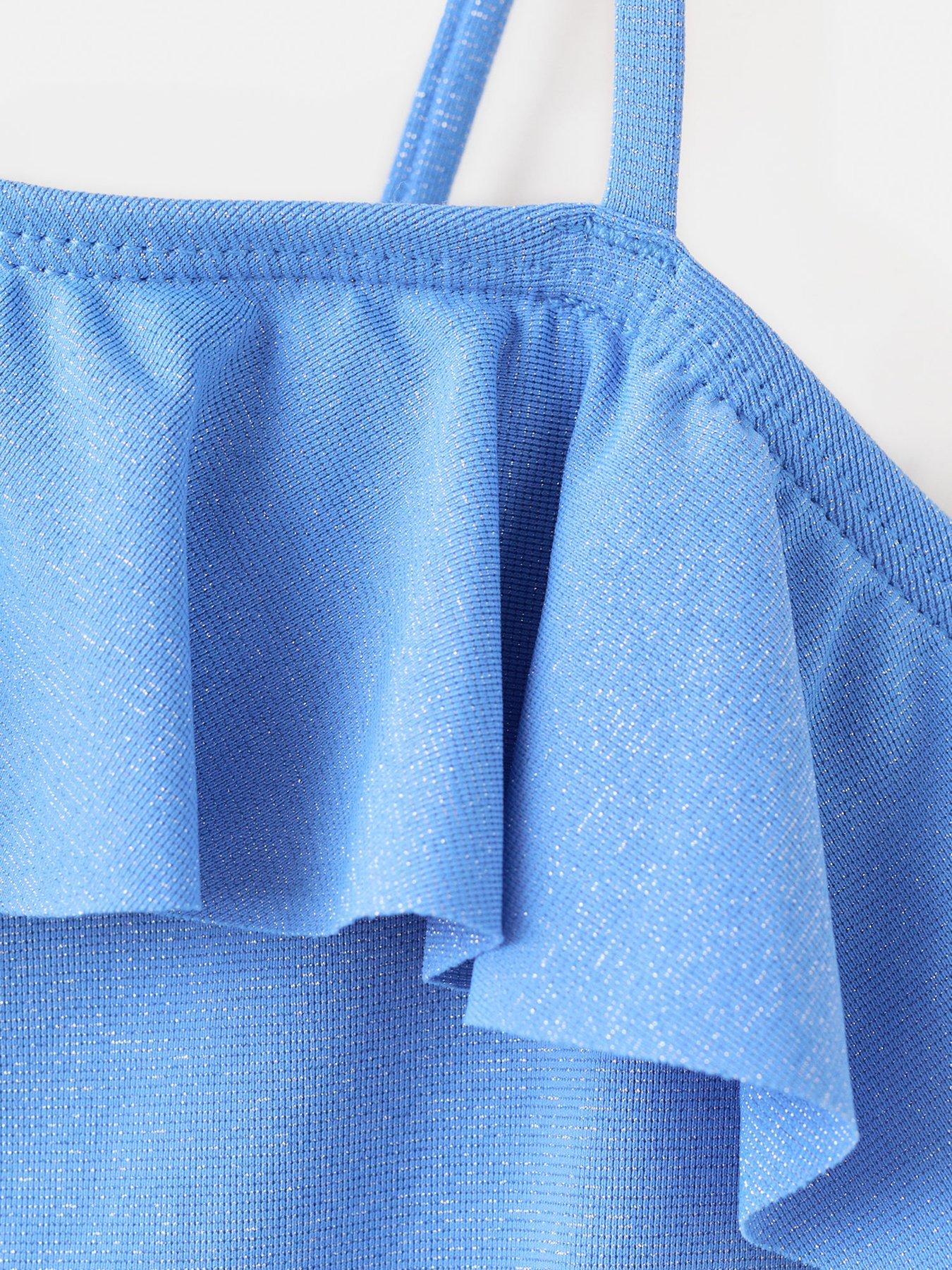 Image 3 of 4 of Mango Girls 1 Shoulder Swimsuit - Blue