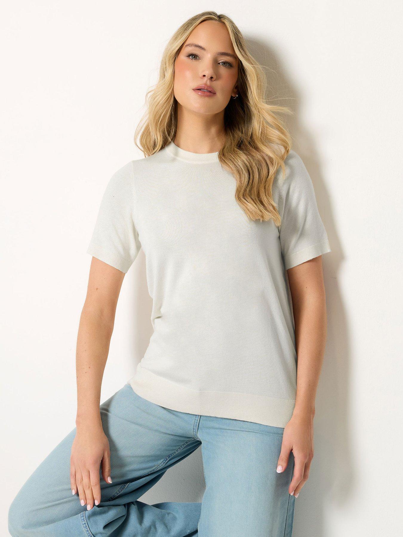 Long Tall Sally Short Sleeve Knit Jumper - Cream
