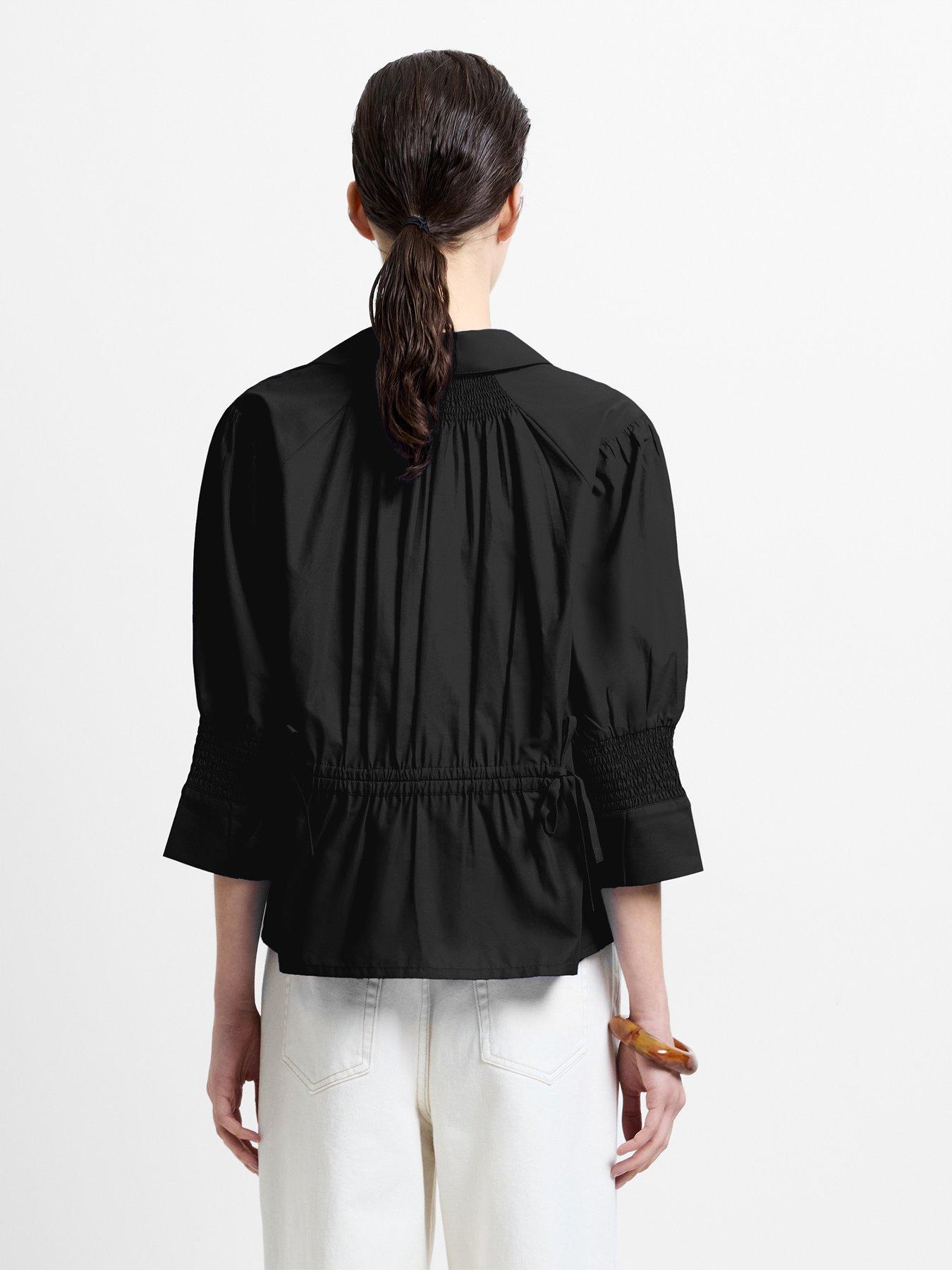 stillFront image of french-connection-cotton-blend-poplin-tie-back-button-blouse