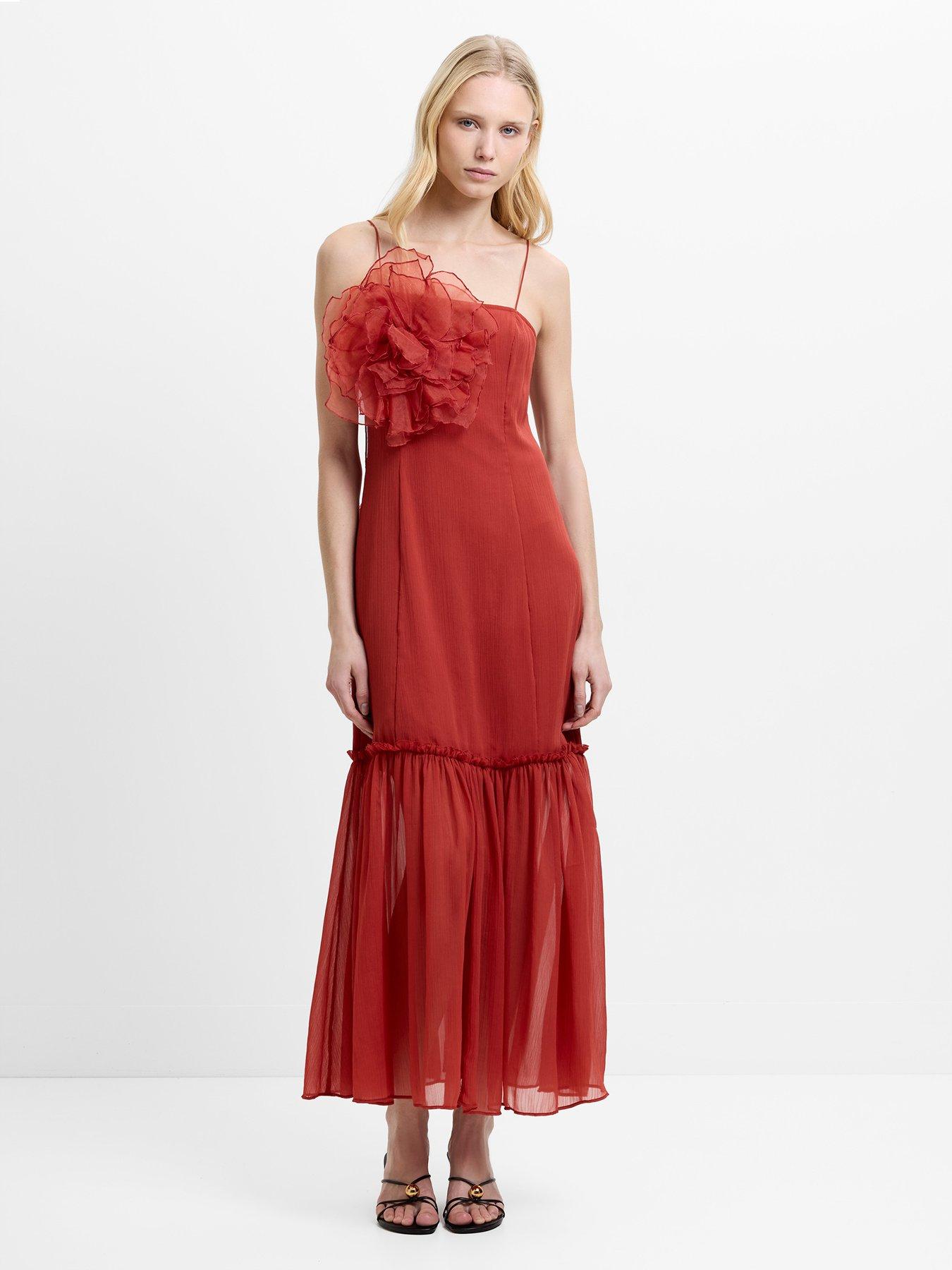 French Connection Emina Chiffon Floral Design Maxi Dress - Red