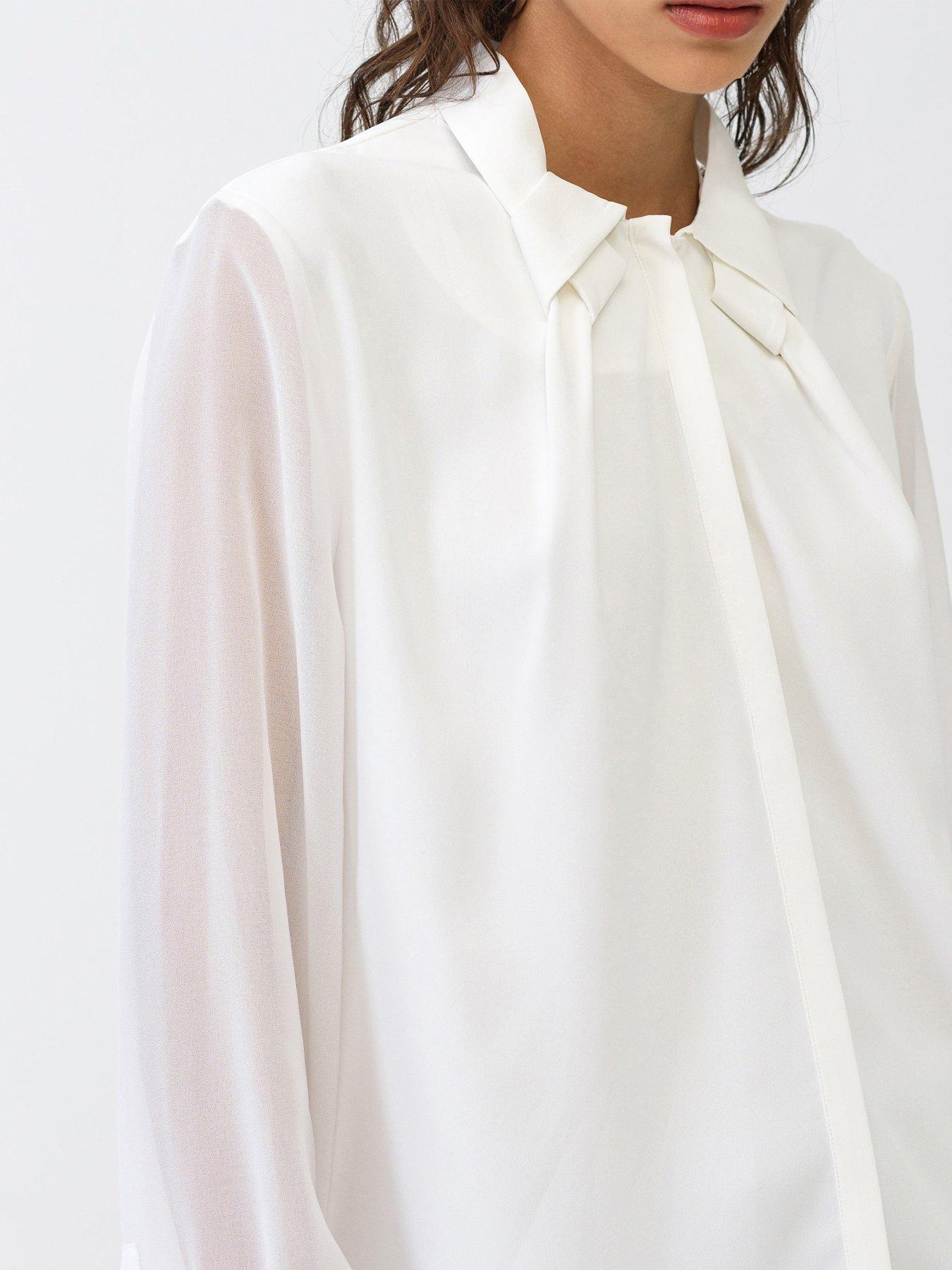 Image 3 of 5 of French Connection Arezzo Crepe Collar Detail Shirt - White