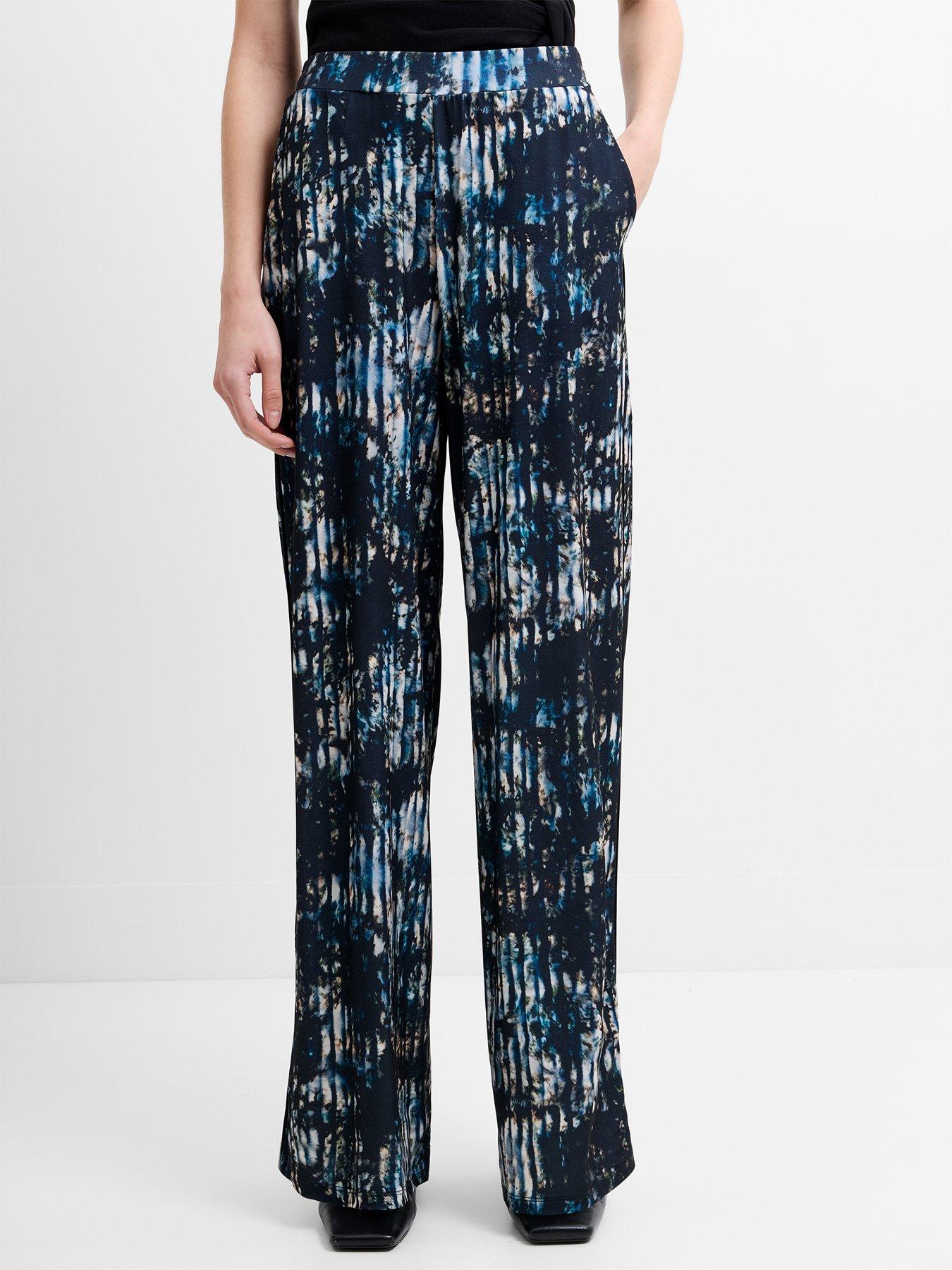 french-connection-tie-dye-wide-leg-elasticated-trousers