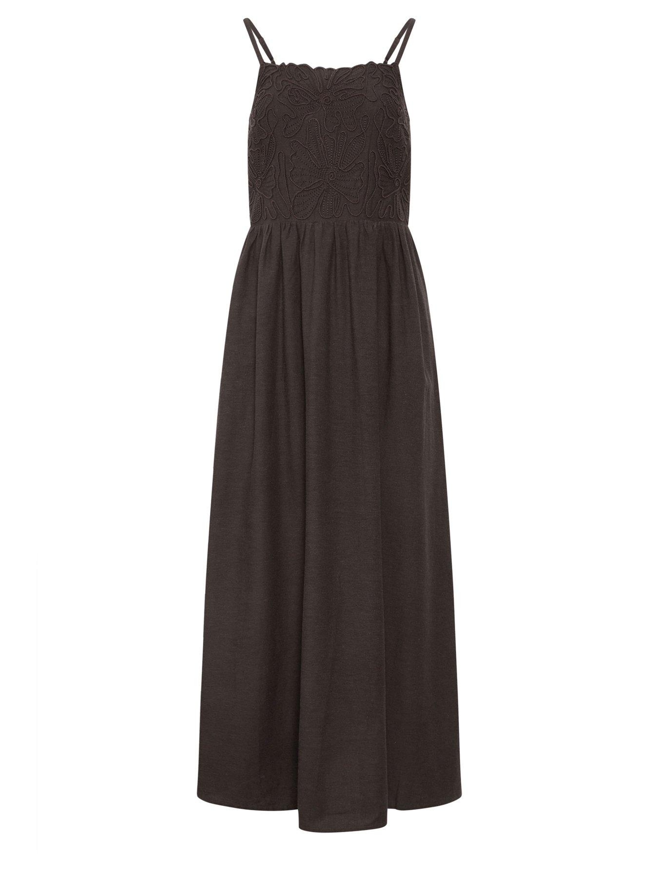 Long Tall Sally Linen Cornelli Midi Dress - Brown | Littlewoods