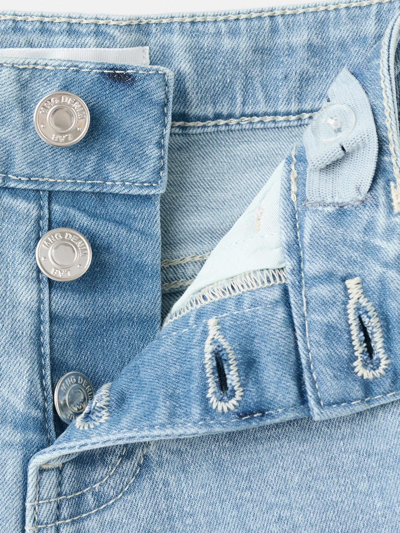 Image 3 of 4 of Mango Girls Button Front Denim Shorts - Blue