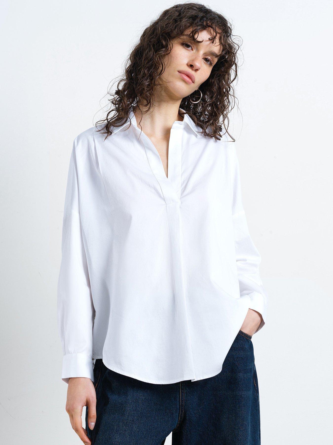 French Connection Cotton Popover Collared Shirt With Floral Design