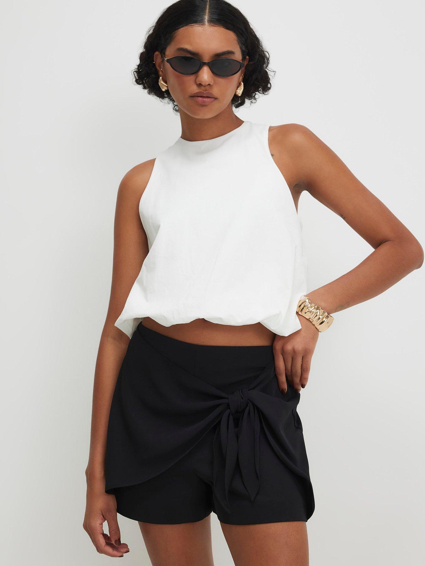 River Island Tie Front Skort - Black
