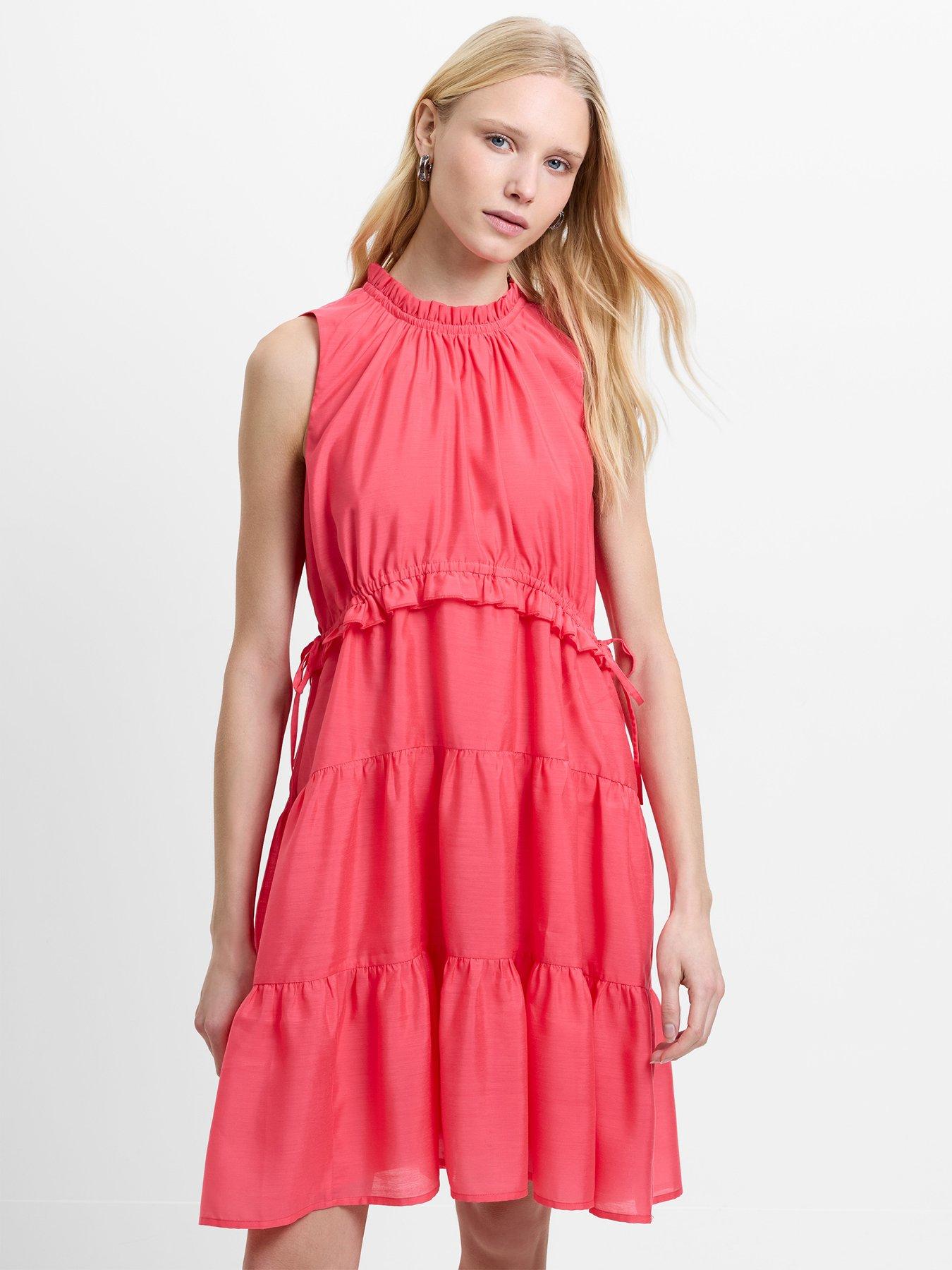 French Connection Holland Sleeveless Tiered Above Knee Dress - Pink