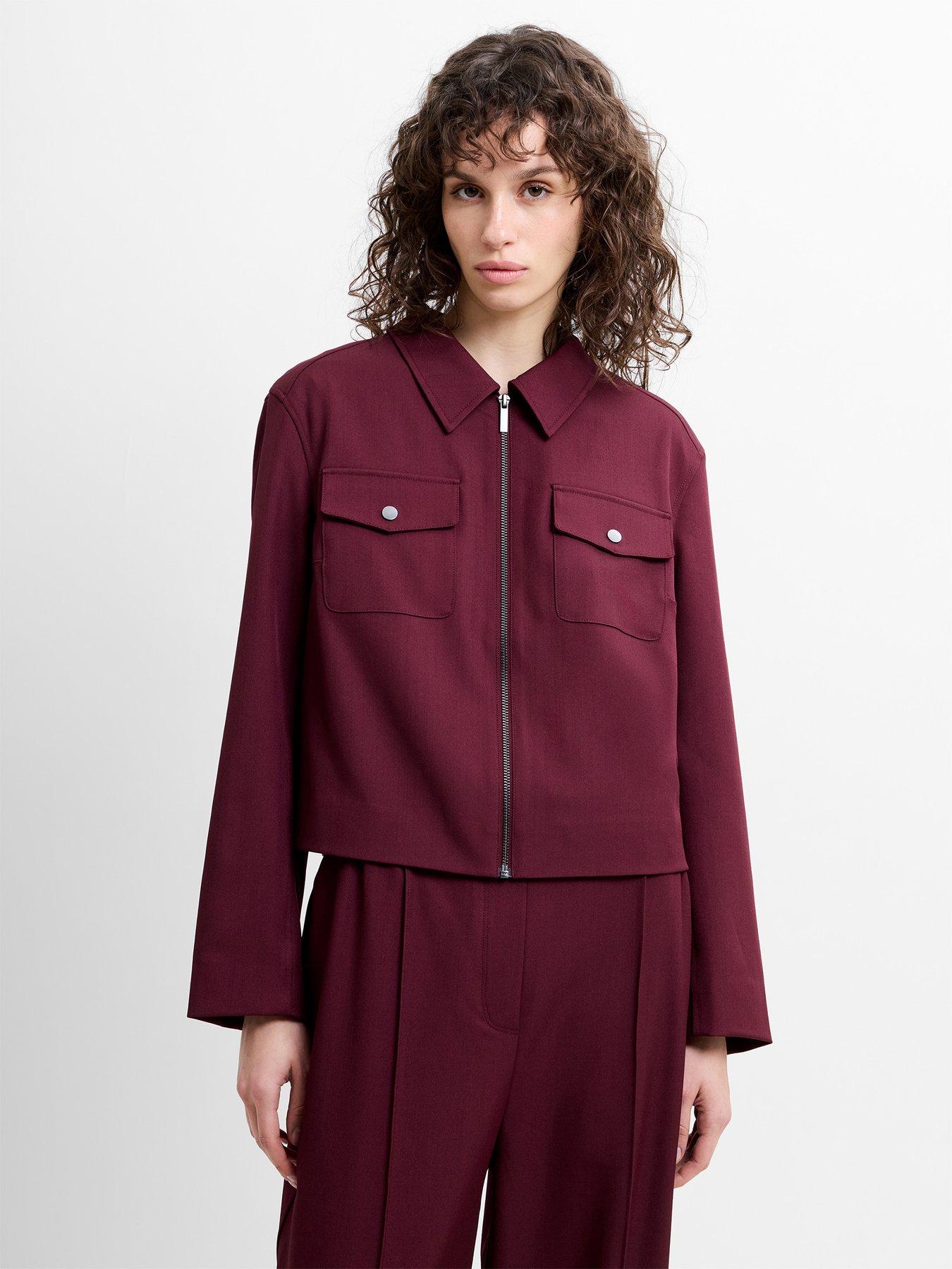 front image of french-connection-structured-collar-zip-through-suiting-jacket
