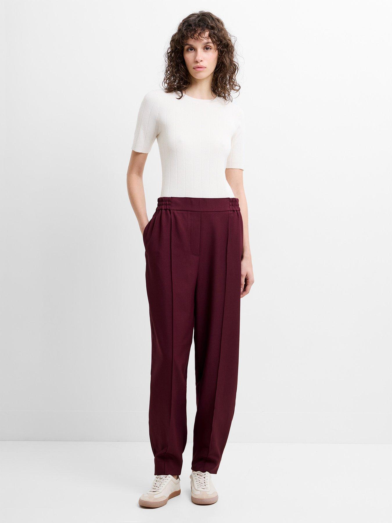  image of french-connection-barrel-leg-elasticated-suiting-trousers