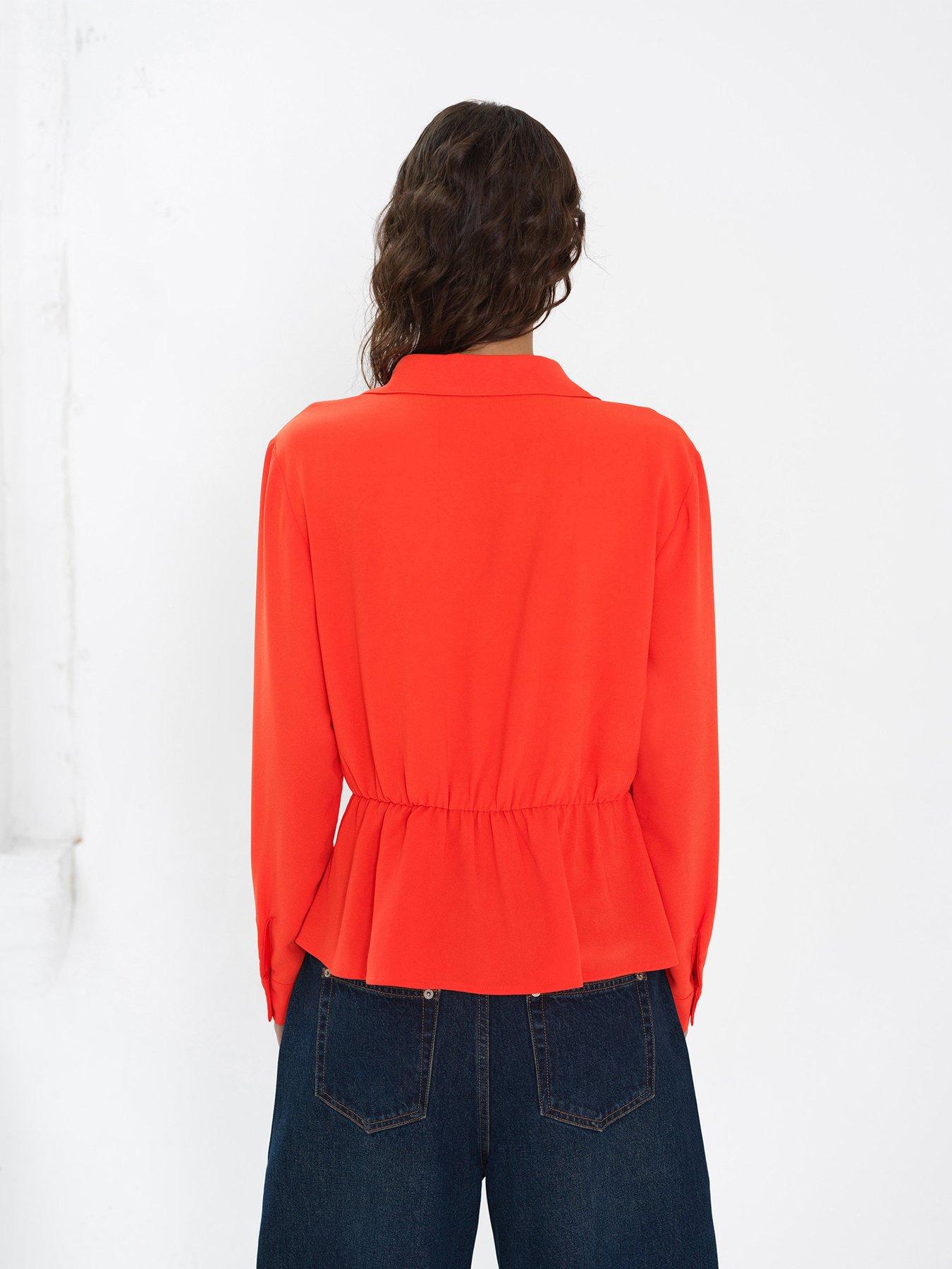 Image 2 of 5 of French Connection V-neck D-ring Wrap Collared Blouse