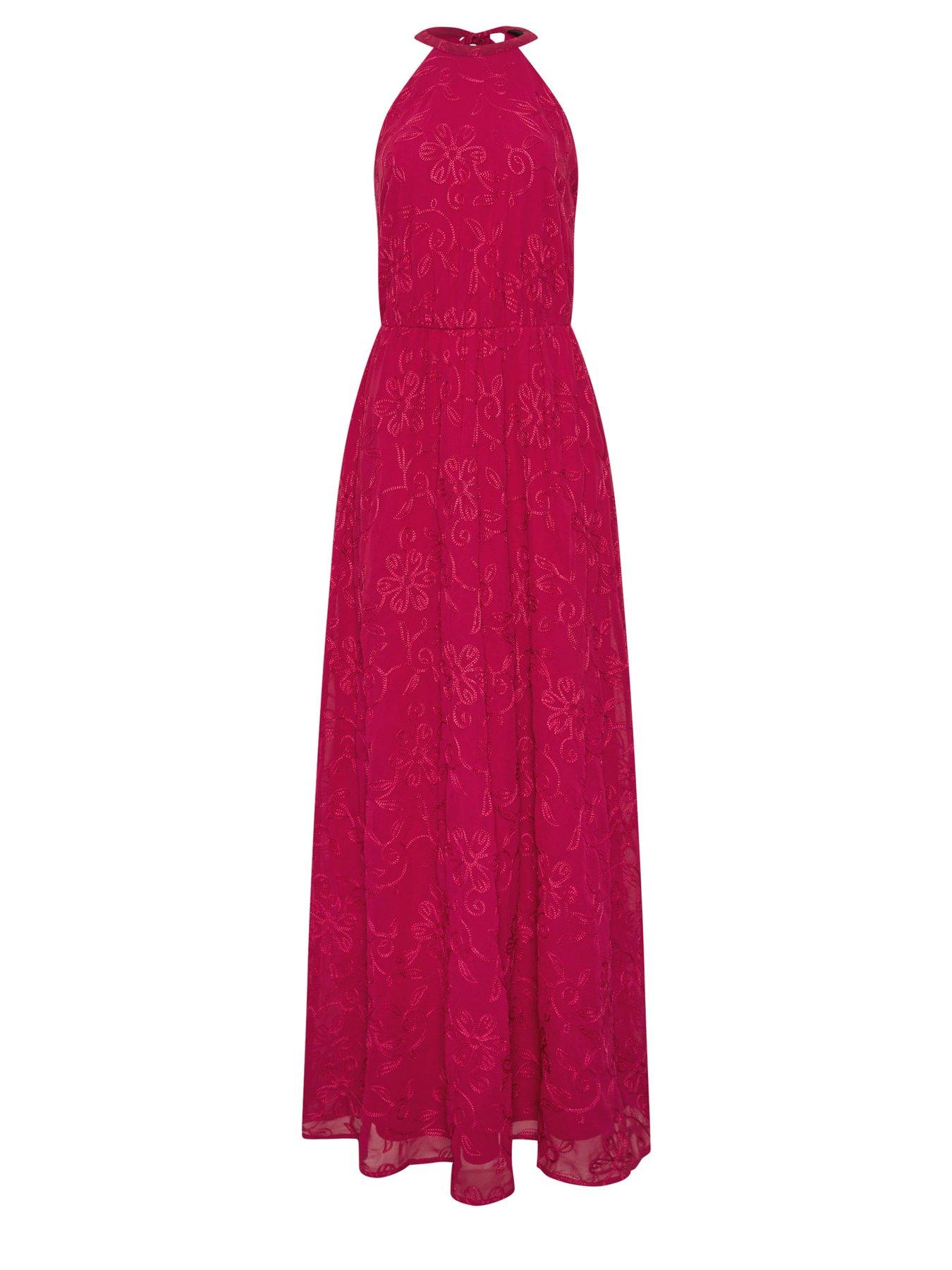 Image 6 of 6 of Long Tall Sally Embroidered Halter Neck Maxi Dress - Red