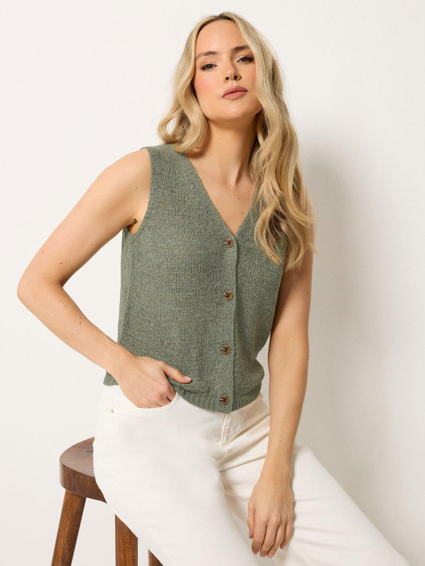 Long Tall Sally Tape Yarn Vest - Green